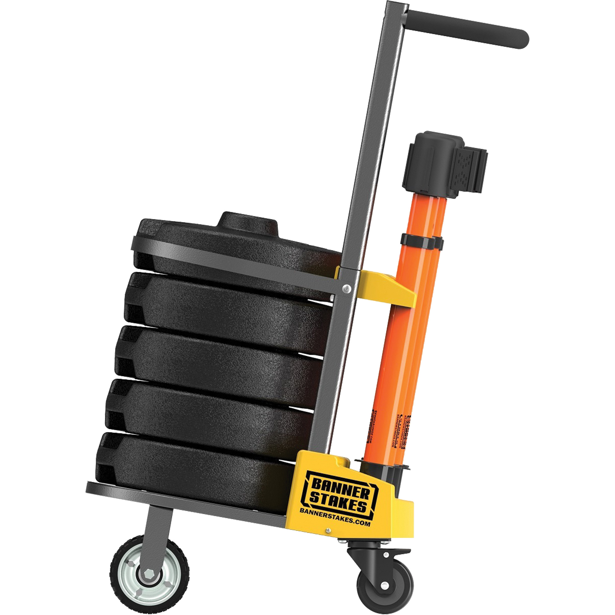 Chariot de transport pour barrière PLUS, 75' lo, Métal, Orange
