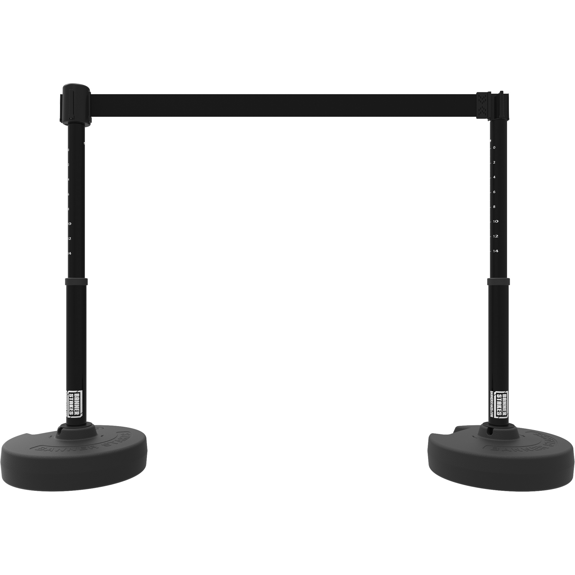 Ensemble de deux montants pour barrière PLUS, Plastique, 42" h, Ruban Noir, Longueur du ruban 15'