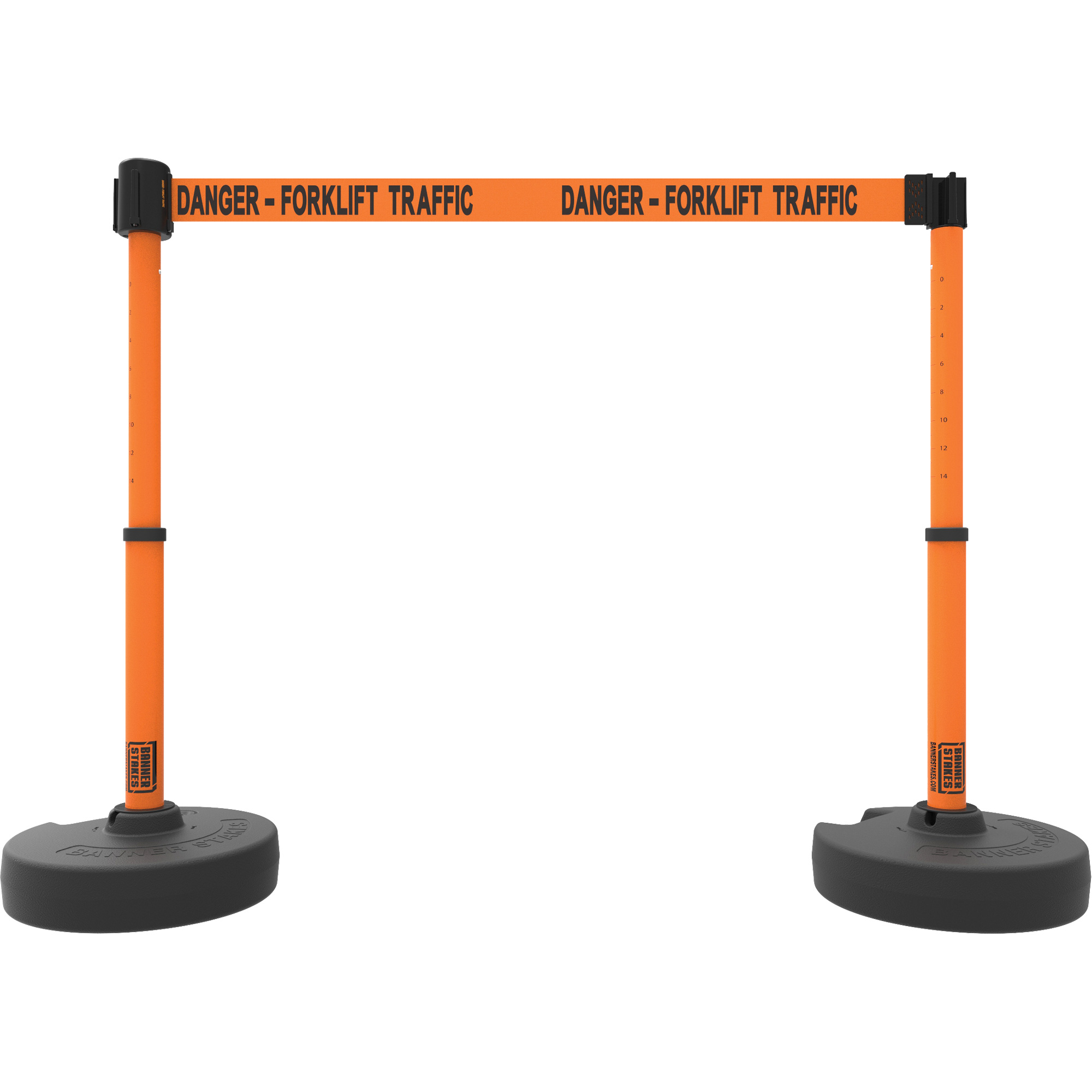 Ensemble de deux montants pour barrière PLUS, Plastique, 42" h, Ruban Orange, Longueur du ruban 15'