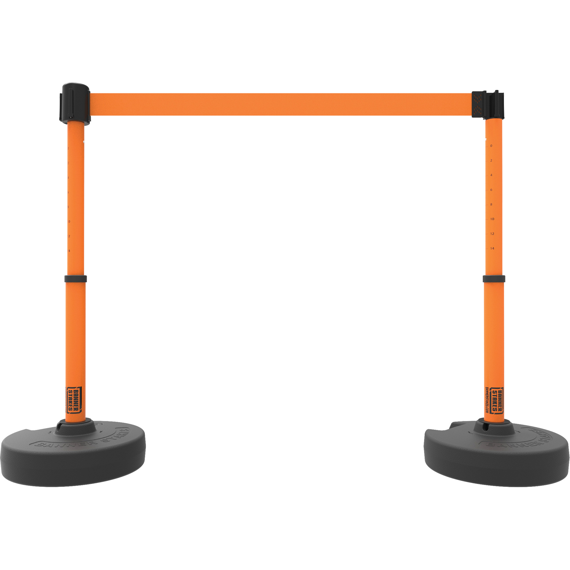 Ensemble de deux montants pour barrière PLUS, Plastique, 42" h, Ruban Orange, Longueur du ruban 15'