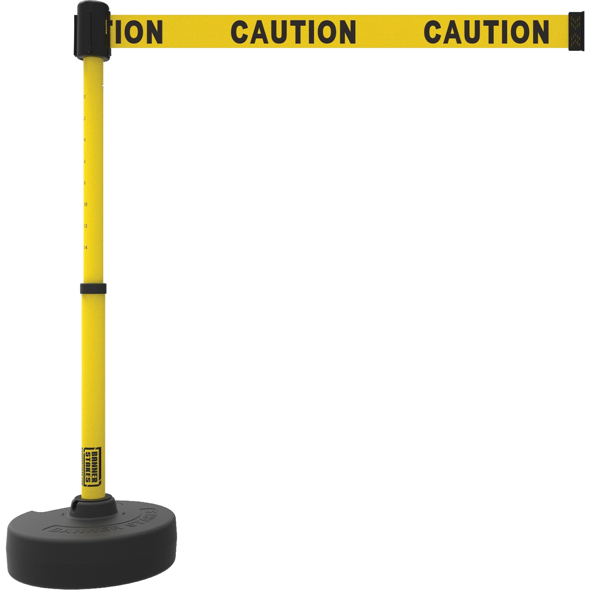 Ensemble de montants pour barrière PLUS, Plastique, 42" h, Ruban Jaune, Longueur du ruban 15'