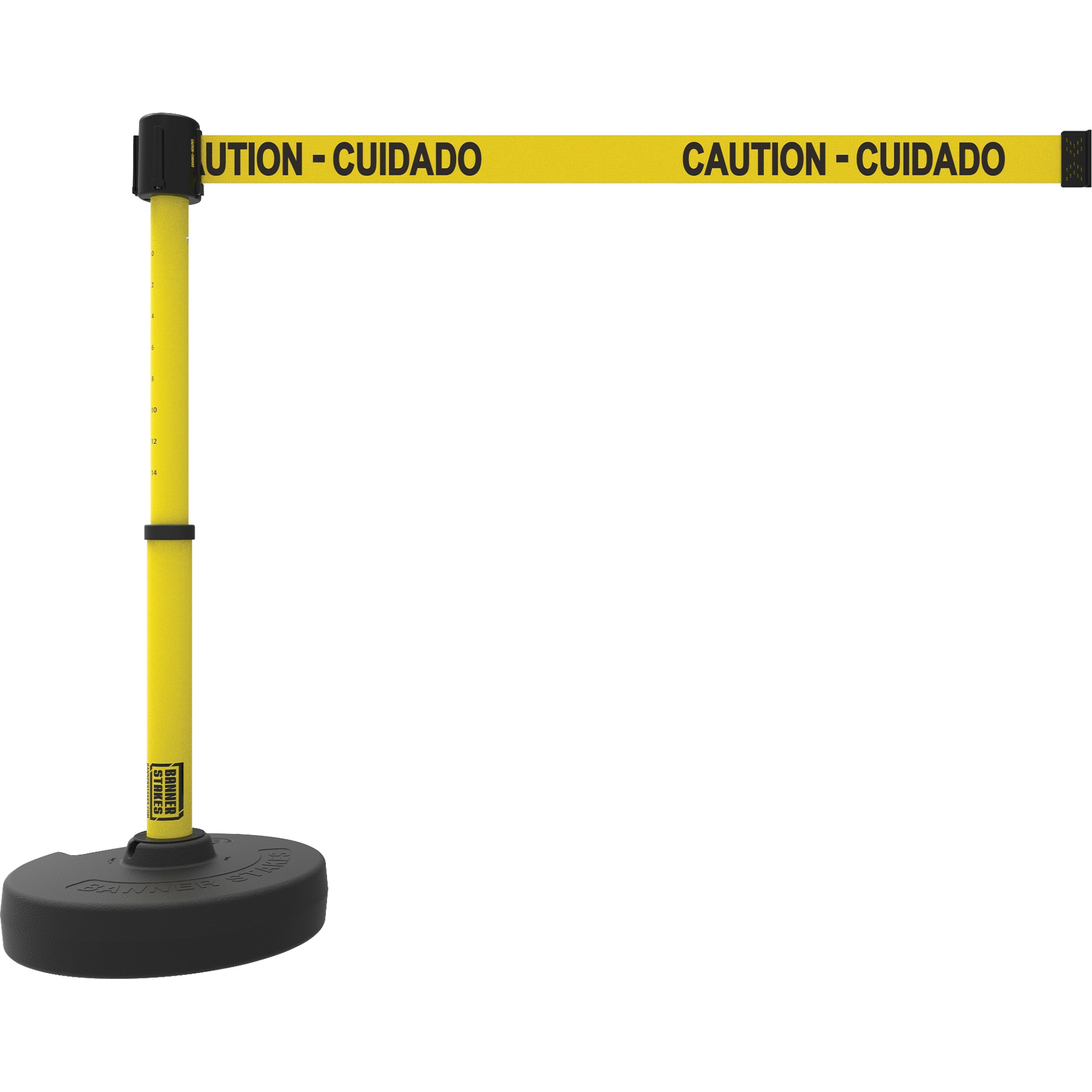 Ensemble de montants pour barrière PLUS, Plastique, 42" h, Ruban Jaune, Longueur du ruban 15'