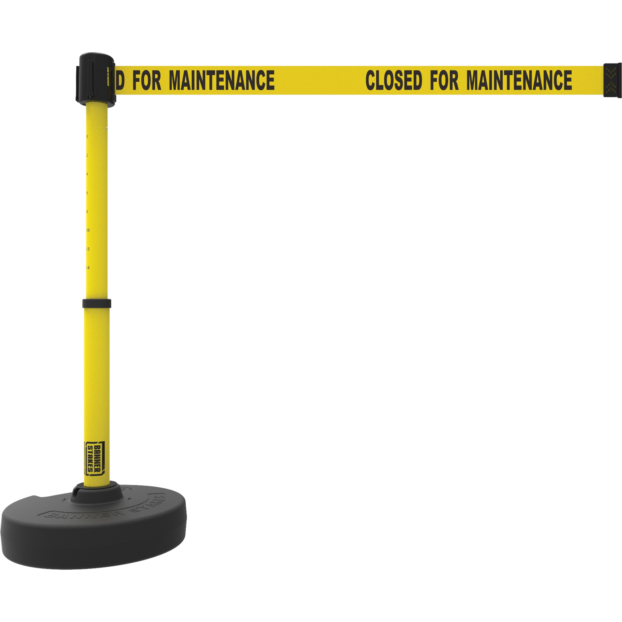 Ensemble de montants pour barrière PLUS, Plastique, 42" h, Ruban Jaune, Longueur du ruban 15'