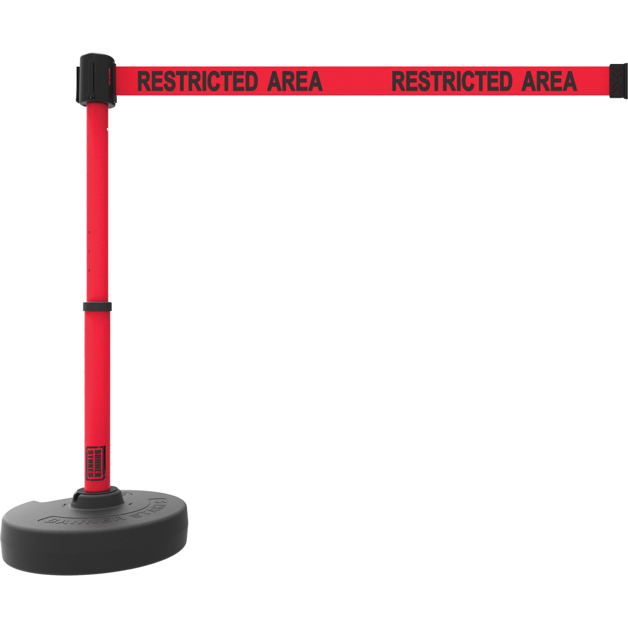 Ensemble de montants pour barrière PLUS, Plastique, 42" h, Ruban Rouge, Longueur du ruban 15'