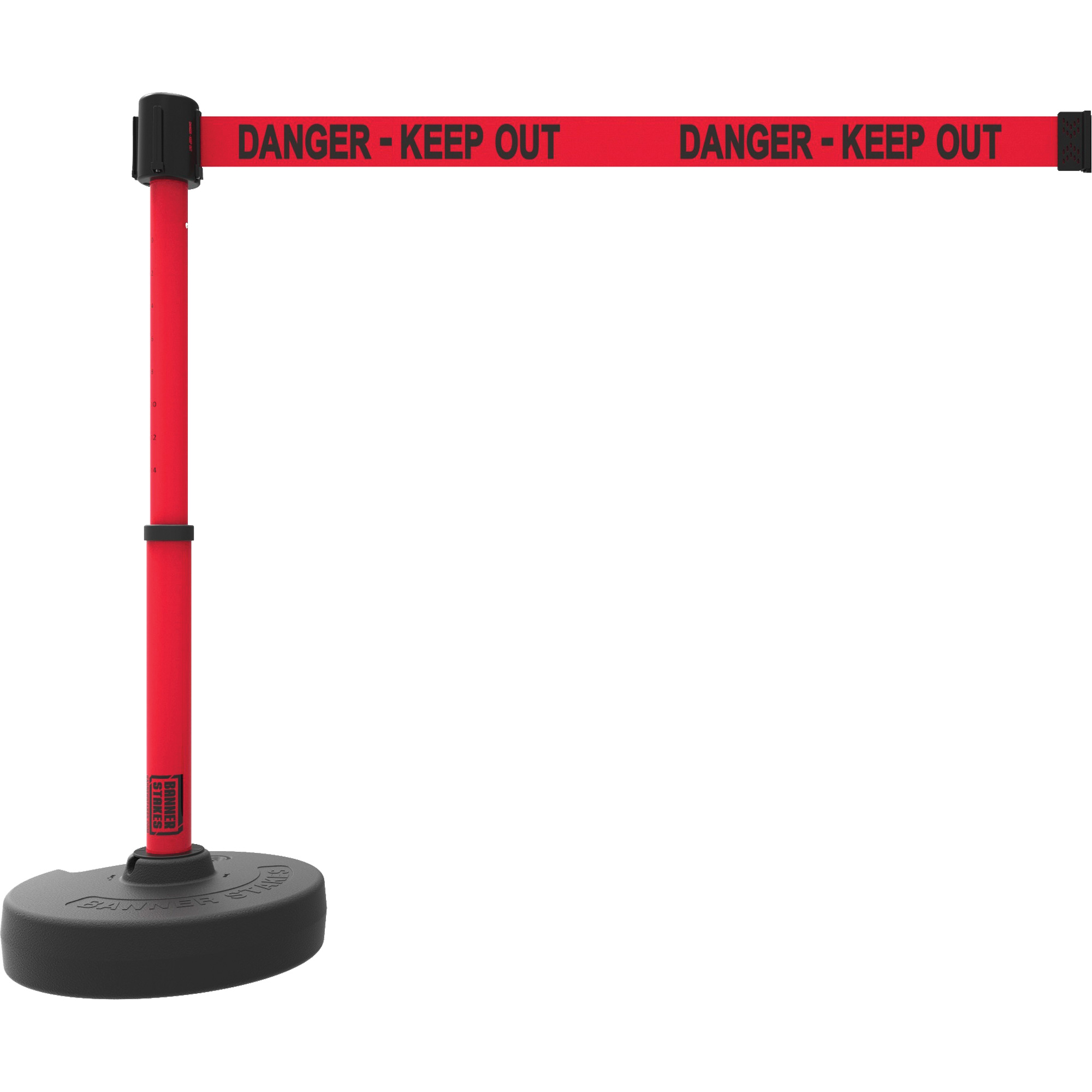 Ensemble de montants pour barrière PLUS, Plastique, 42" h, Ruban Rouge, Longueur du ruban 15'