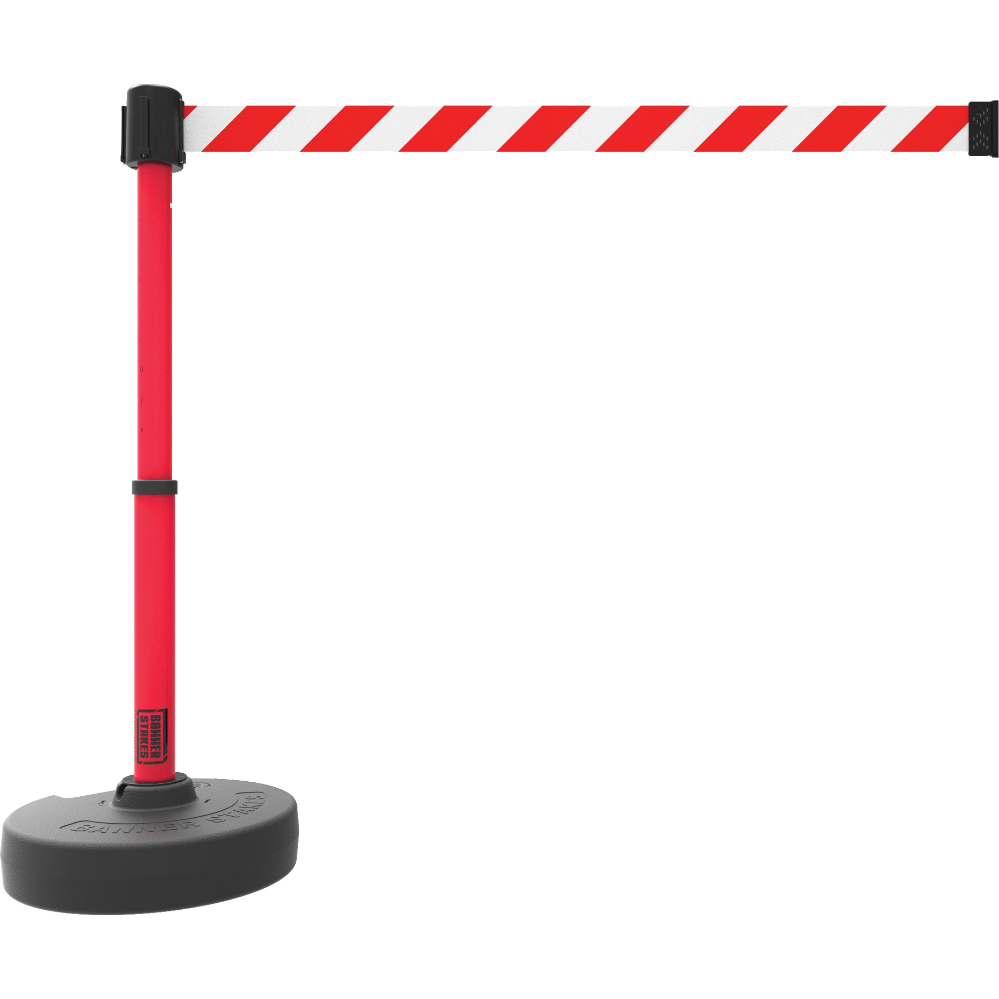 Ensemble de montants pour barrière PLUS, Plastique, 42" h, Ruban Rouge, Longueur du ruban 15'