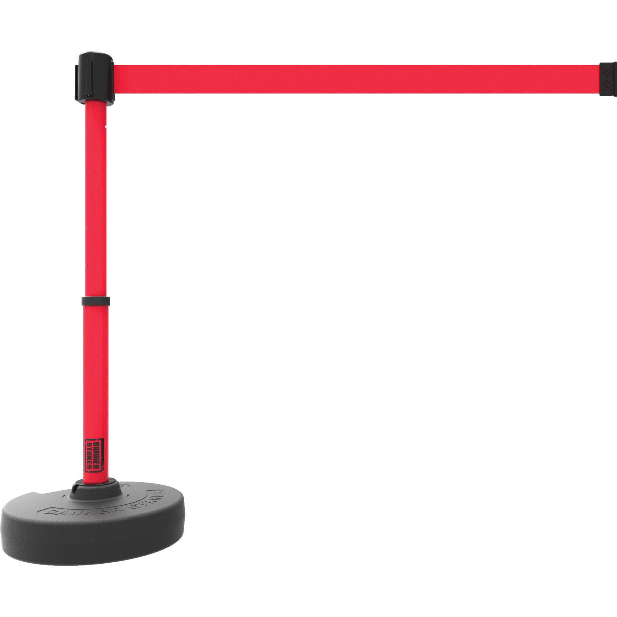 Ensemble de montants pour barrière PLUS, Plastique, 42" h, Ruban Rouge, Longueur du ruban 15'