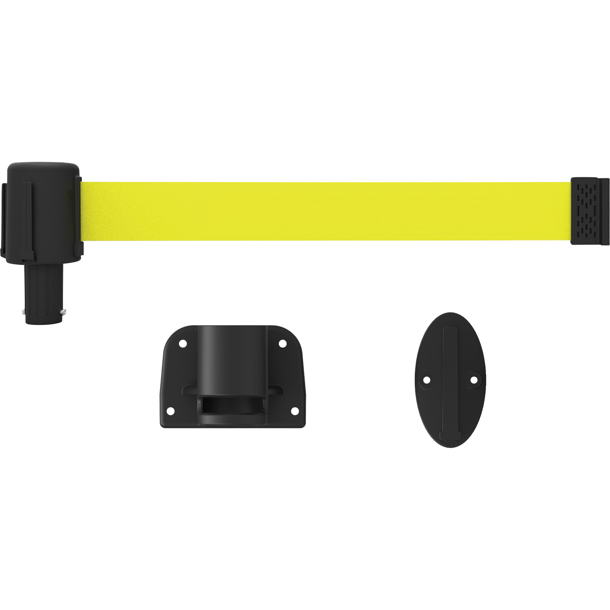 Système de montage mural pour barrière PLUS, Plastique, Fixation par vis, 15', Ruban Jaune