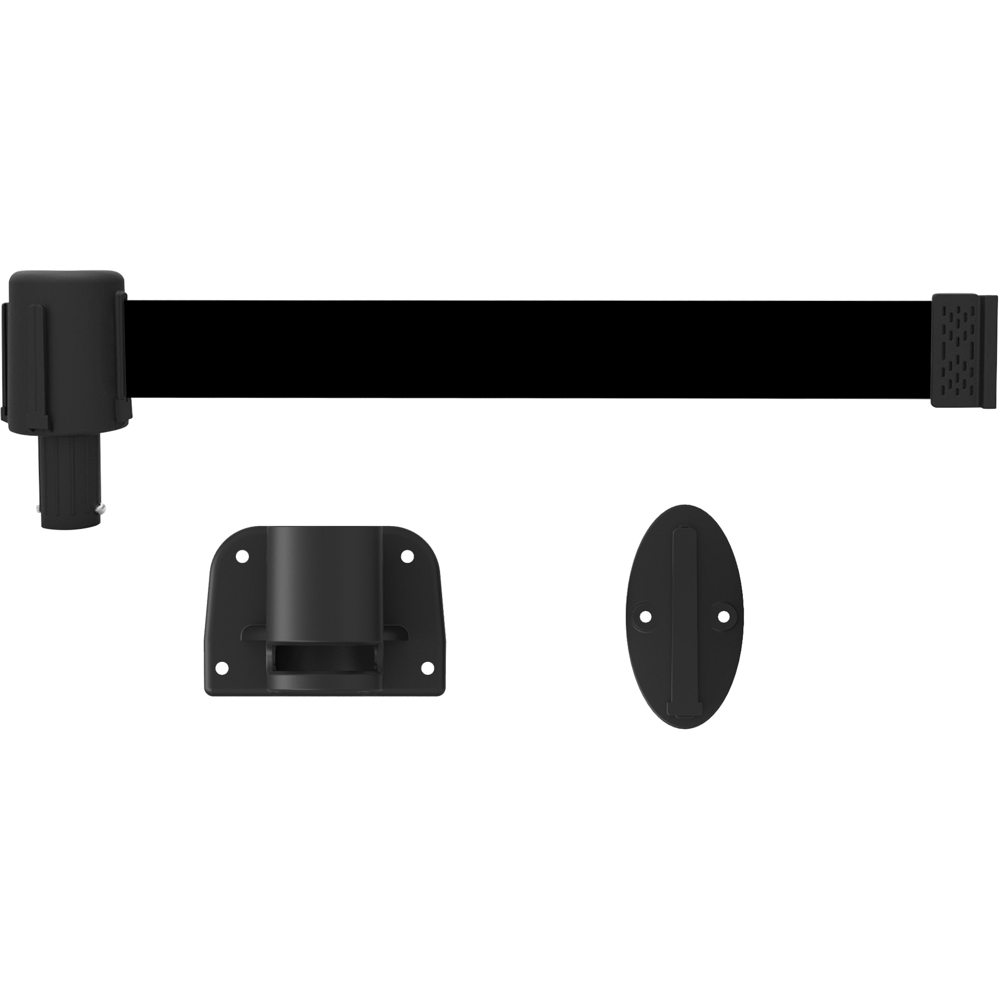 Système de montage mural pour barrière PLUS, Plastique, Fixation par vis, 15', Ruban Noir