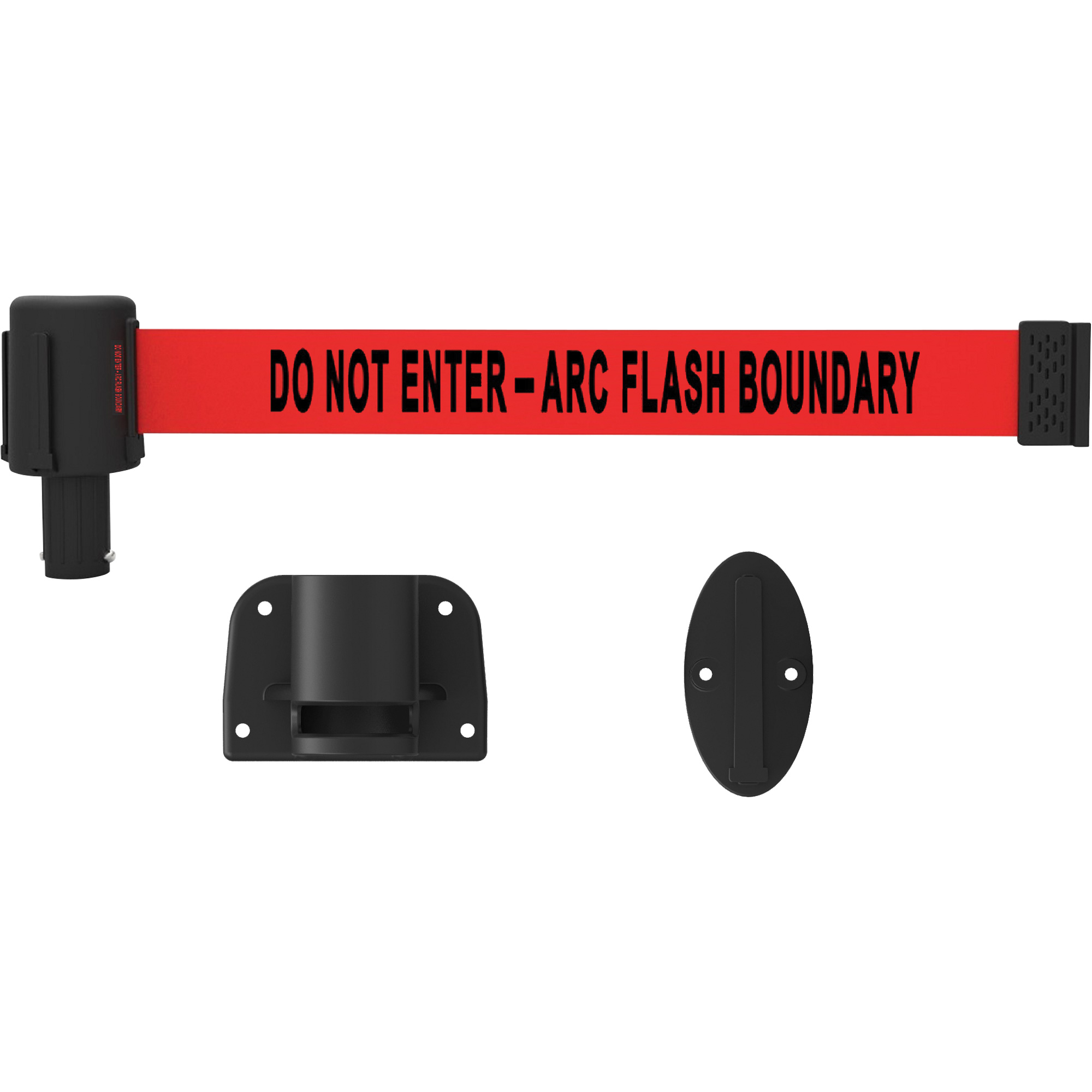 Système de montage mural pour barrière PLUS, Plastique, Fixation par vis, 15', Ruban Rouge