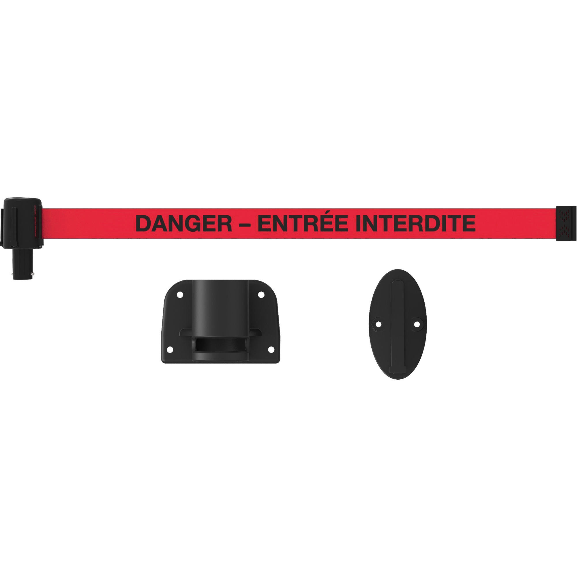 Système de montage mural pour barrière PLUS, Plastique, Fixation par vis, 15', Ruban Rouge