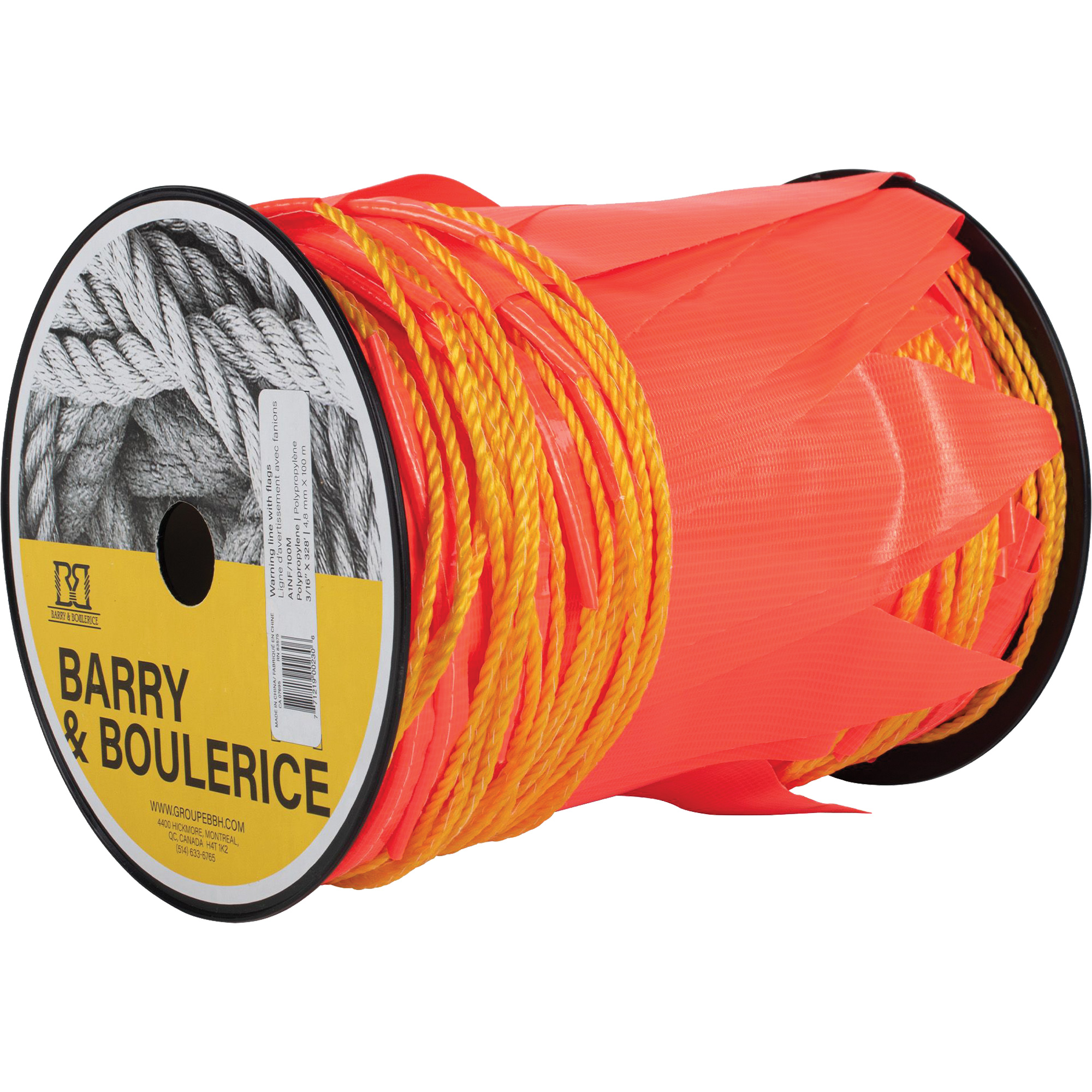 Ligne d'avertissement avec fanions, 328' lo, Orange