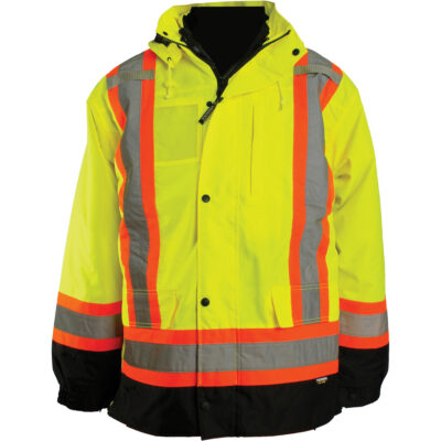 Veste 7 en 1, Polyester, Orange haute visibilité, 2T-Grand