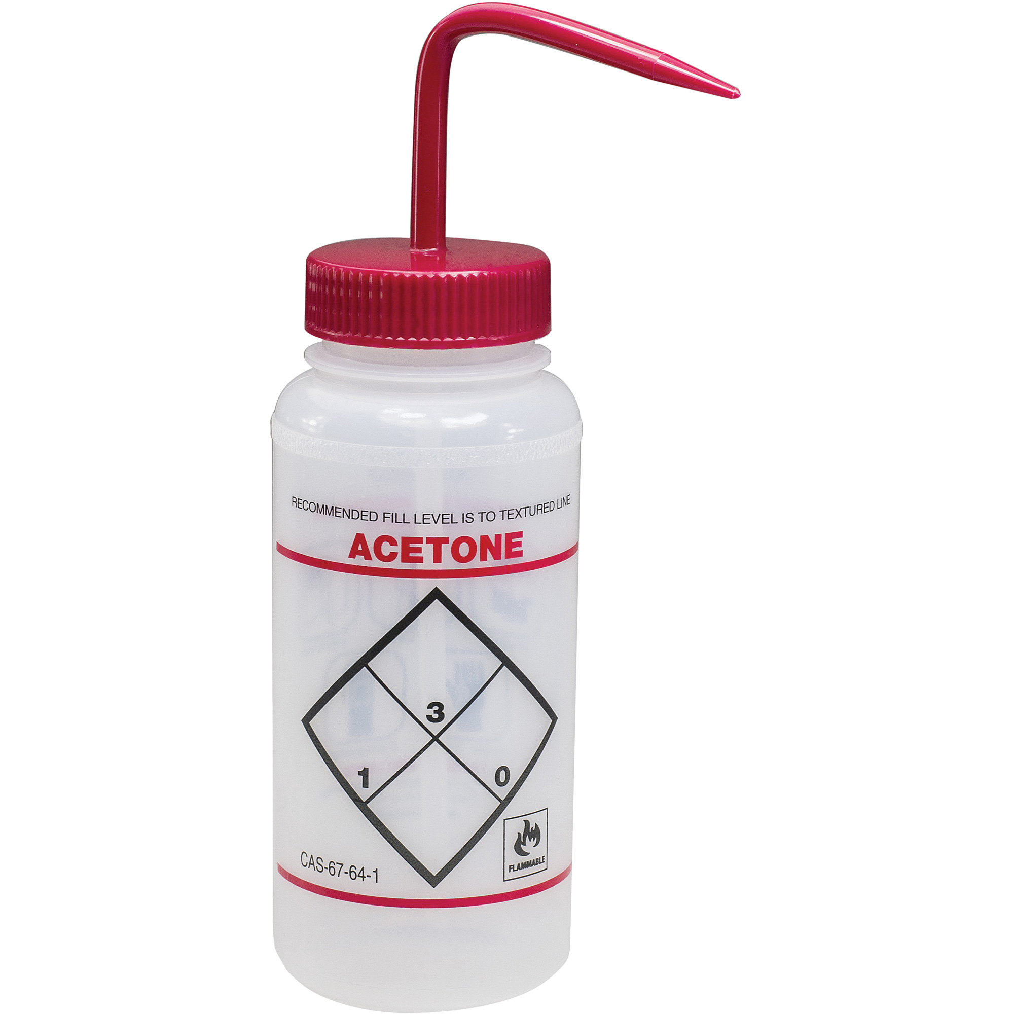 Bouteille de rinsage à grande ouverture avec étiquette de sécurité "Acetone", 16 oz