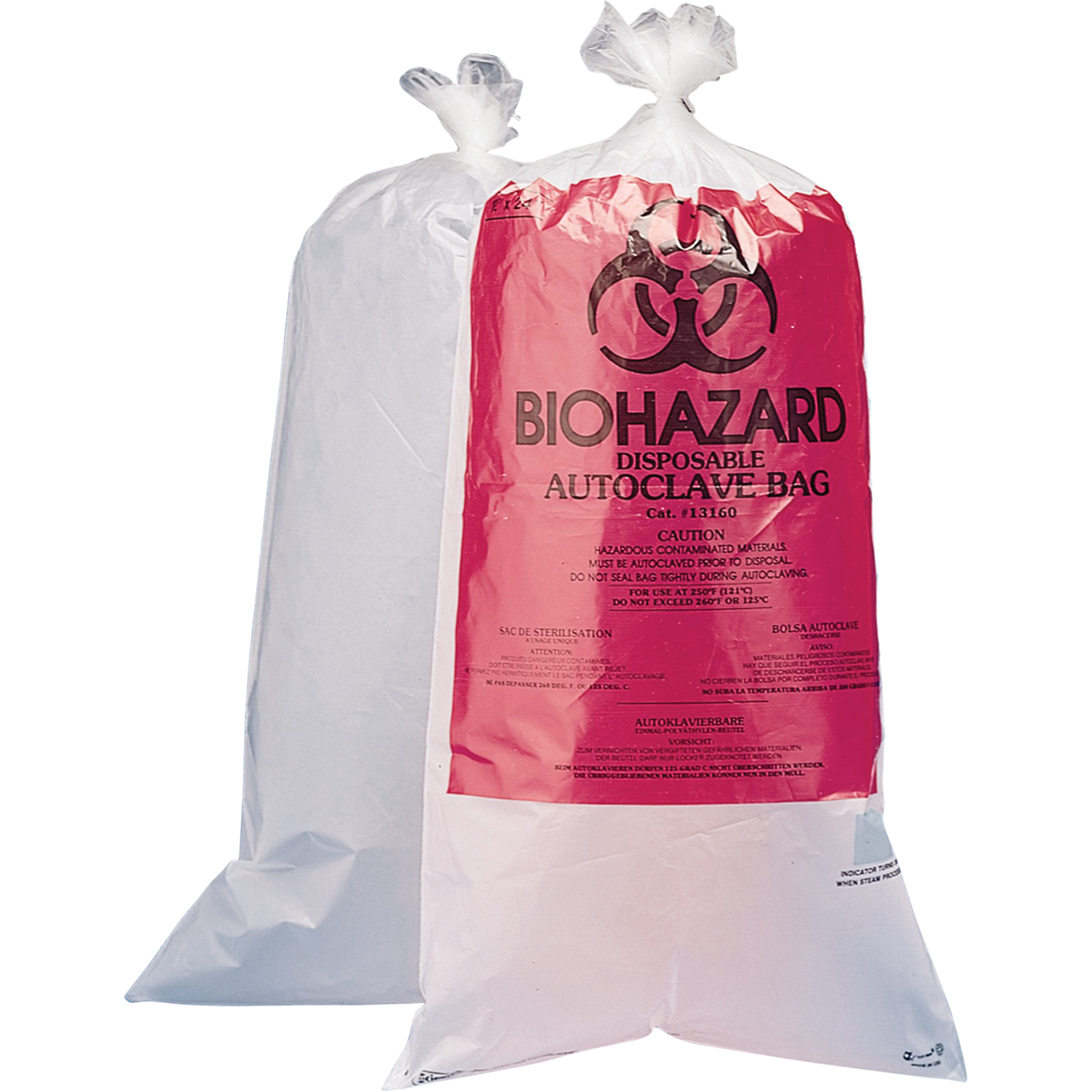 Sacs pour déchets dangereux, Biorisque, 24" lo x 12" la, 1,5 mil, Capacité de 3.7 L (1 gal.)