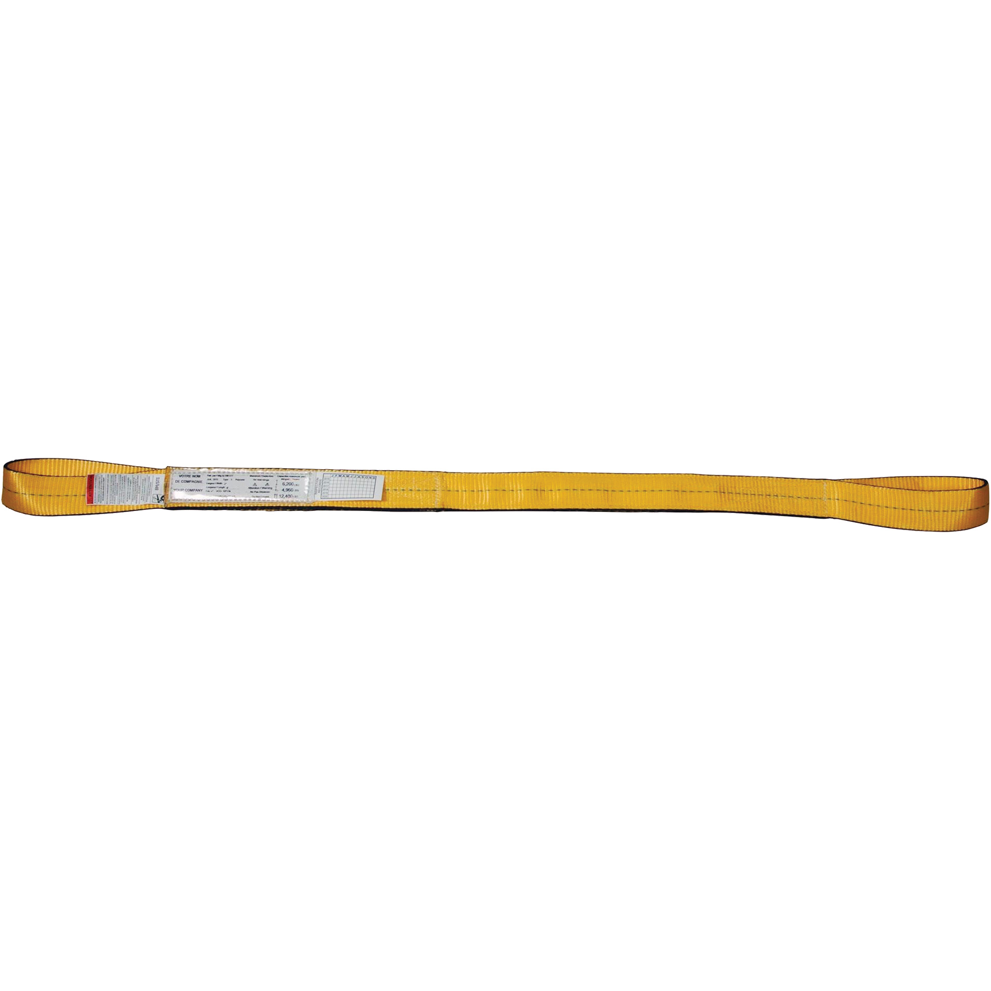 Élingue de levage, Pli Double, Oeillet double, Type 3, 2" la x 20' lo, Capacité verticale 6200 lb