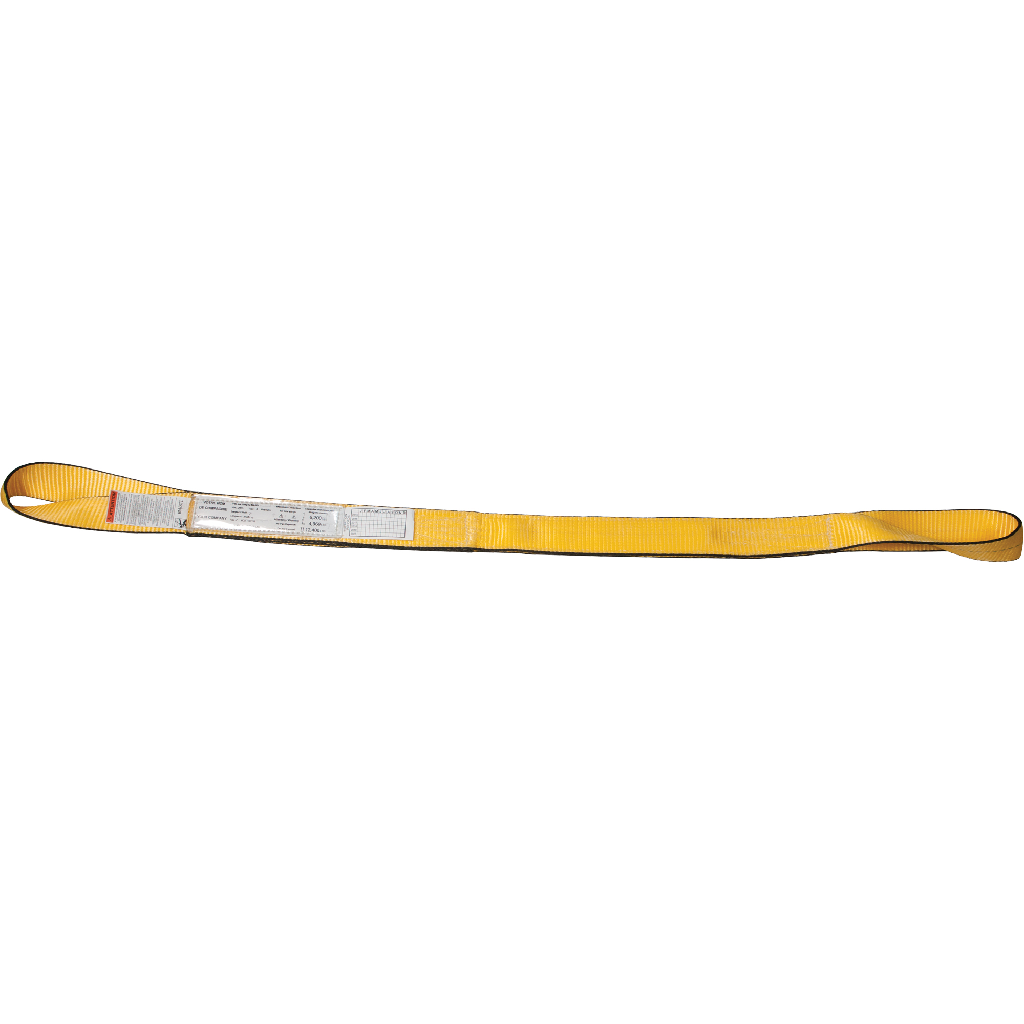 Élingues de levage en polyester, Pli Simple, Oeillets renversés, Type 4, 1" la x 6' lo, Capacité verticale 1600 lb
