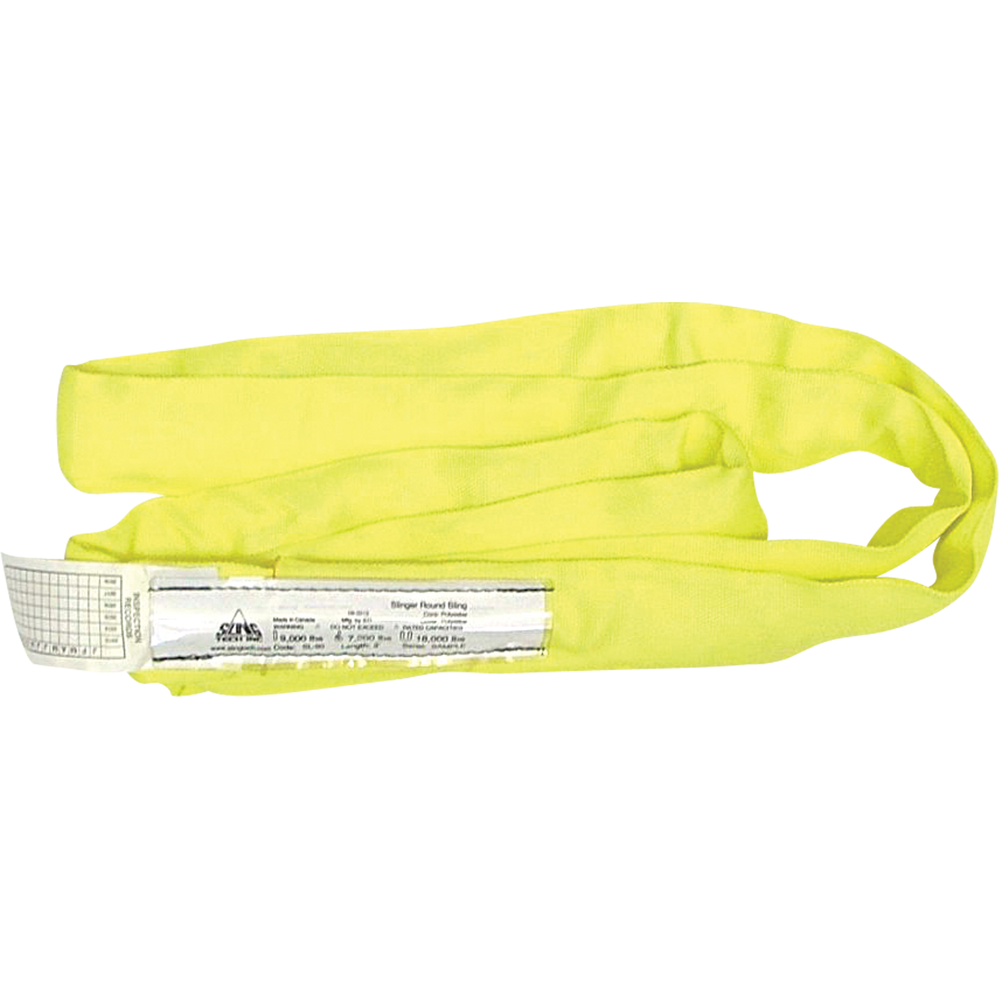 Élingue ronde en polyester pour élingueur, Jaune, 1" la x 12' lo, 9000 lb Charge verticale