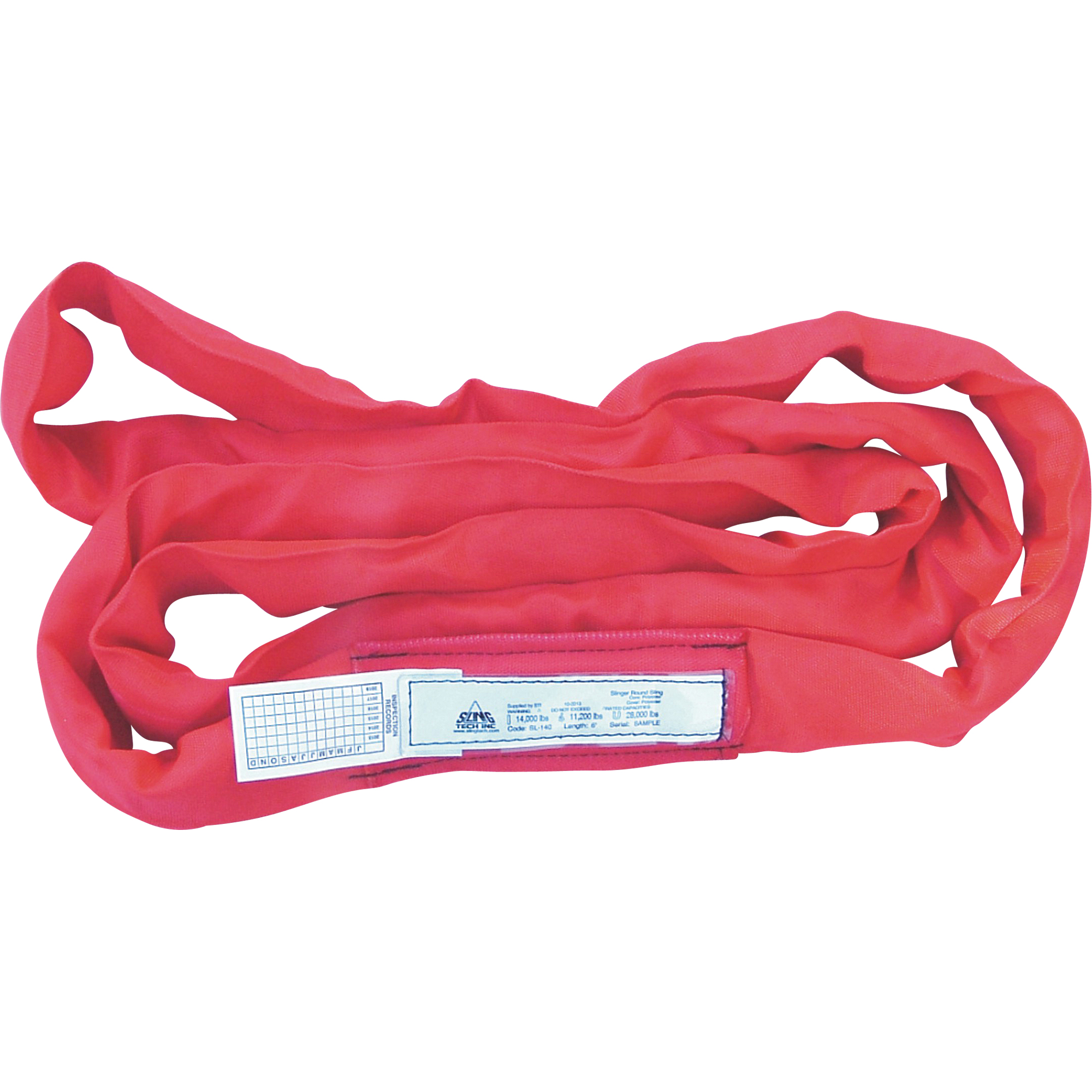 Élingues rondes, Rouge, 3" la x 10' lo, 14 000 lb Charge verticale