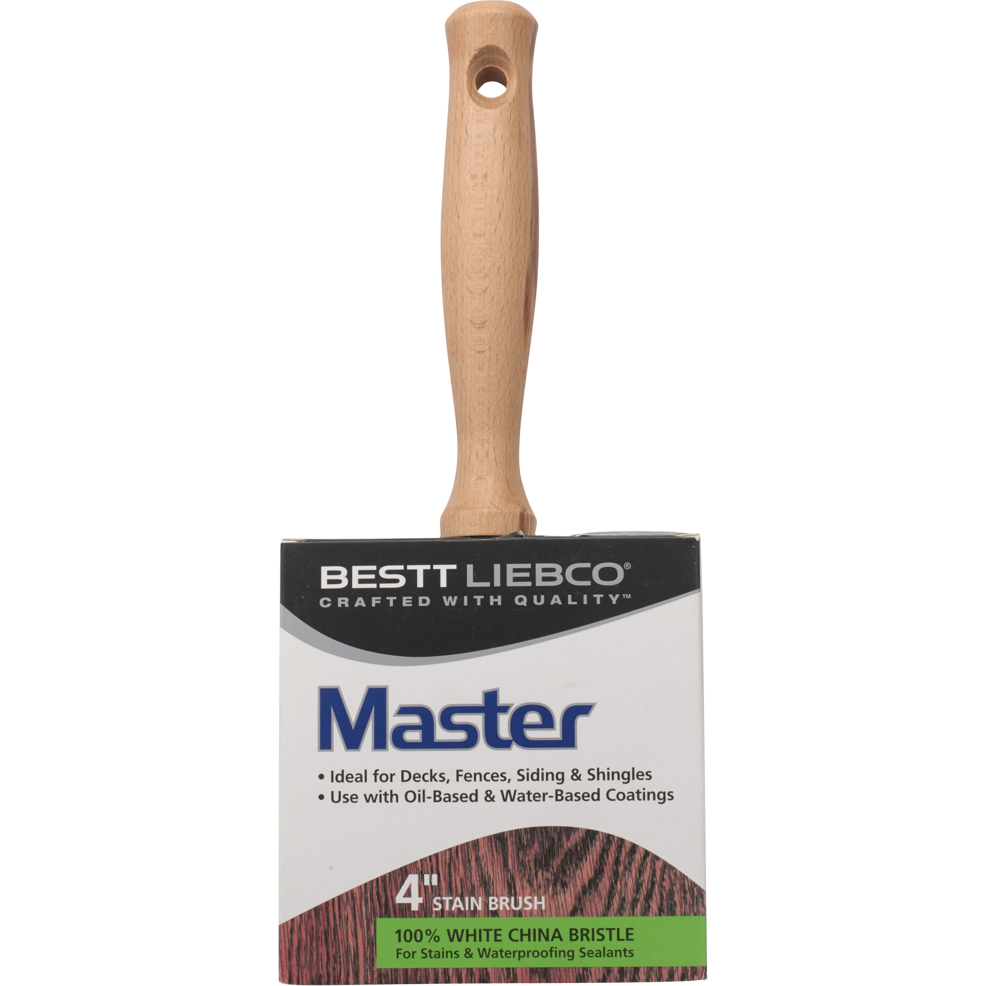 Bloc pinceau pour vernis à base d'huile Master pour l'extérieur, Soie blanche, Manche Bois, Largeur de #103
