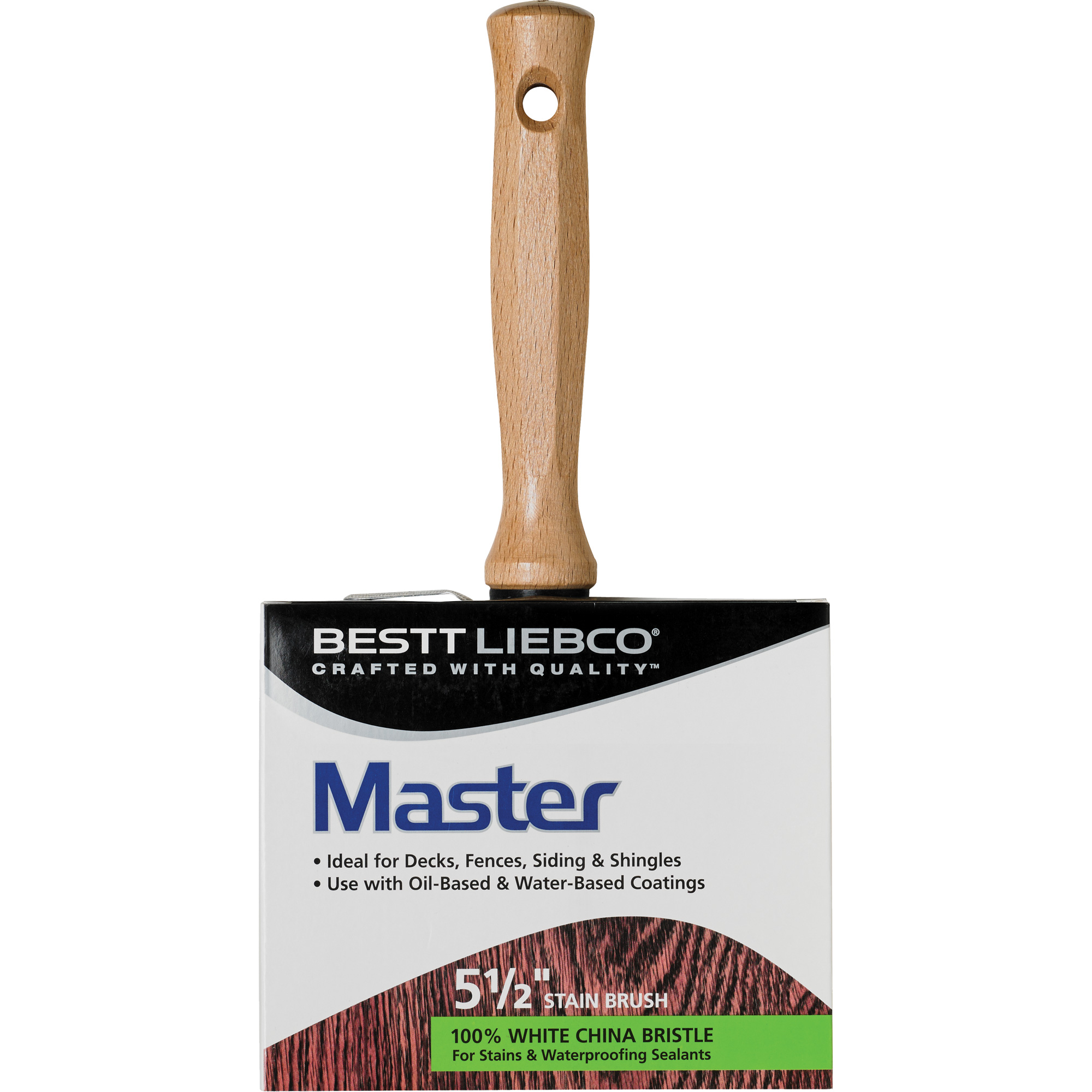 Bloc pinceau pour vernis à base d'huile Master pour l'extérieur, Soie blanche, Manche Bois, Largeur de #144
