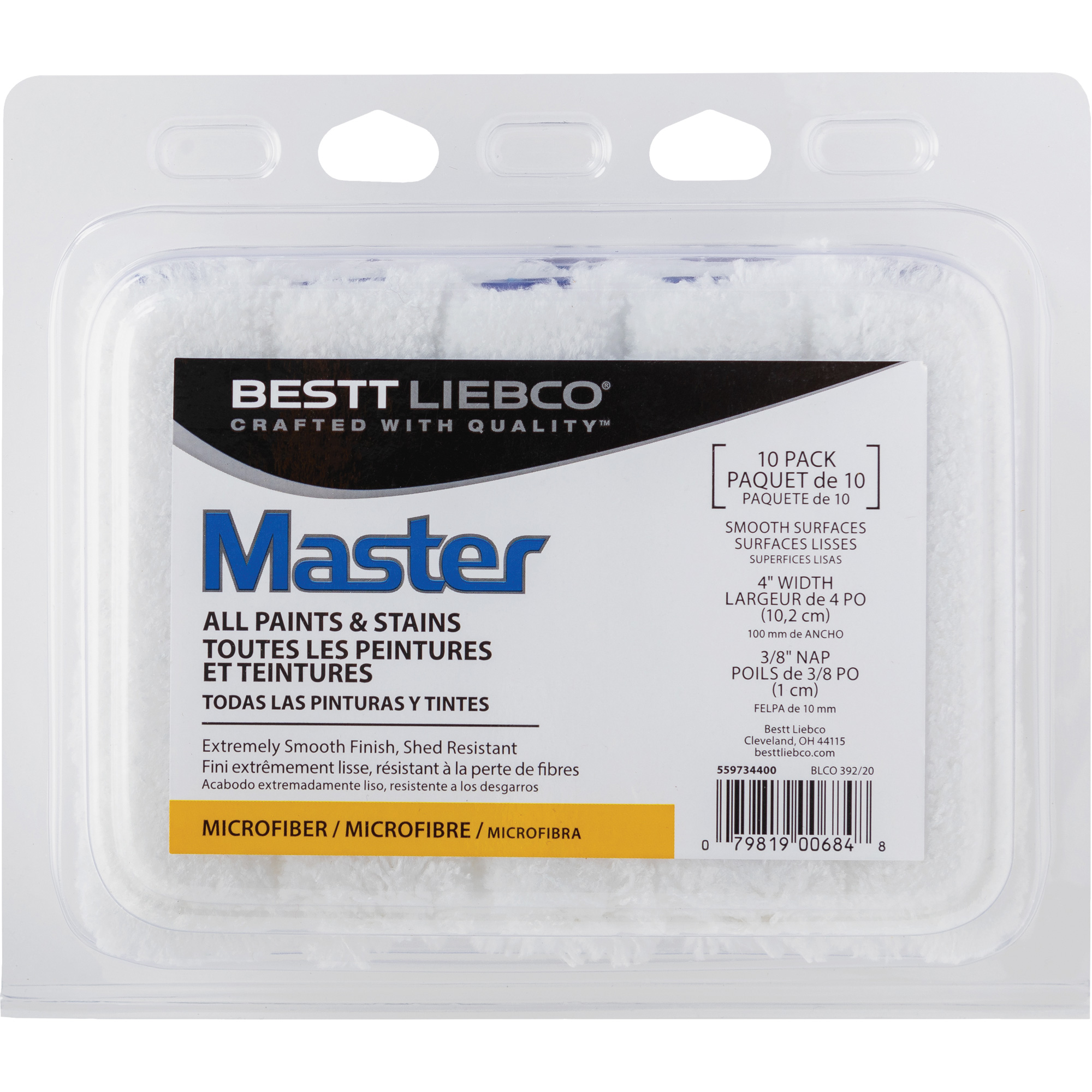 Couvre-rouleau en microfibre Master, Nap 10 mm (3/8"), 101,6 mm (4") l