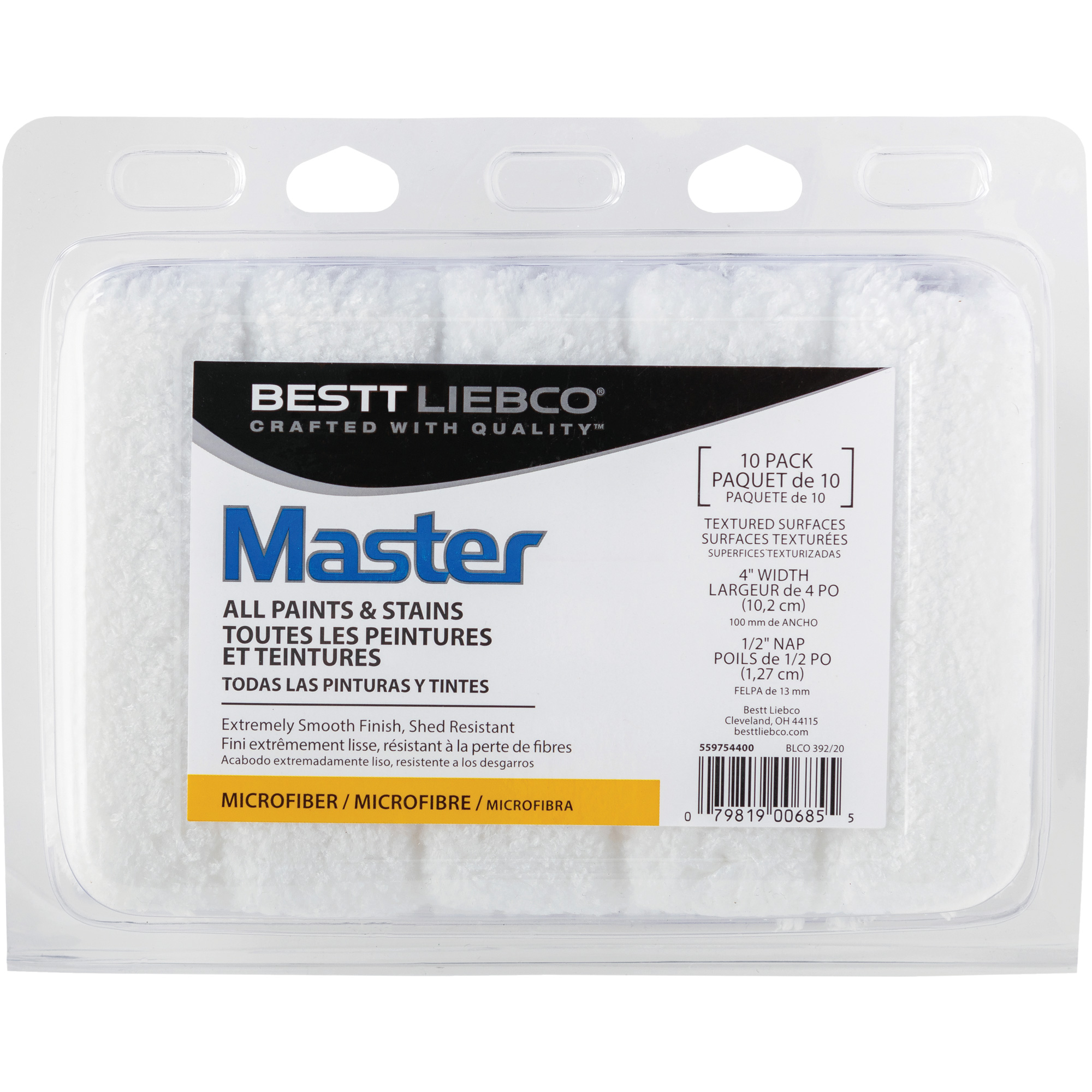 Couvre-rouleau en microfibre Master, Nap 13 mm (1/2"), 101,6 mm (4") l