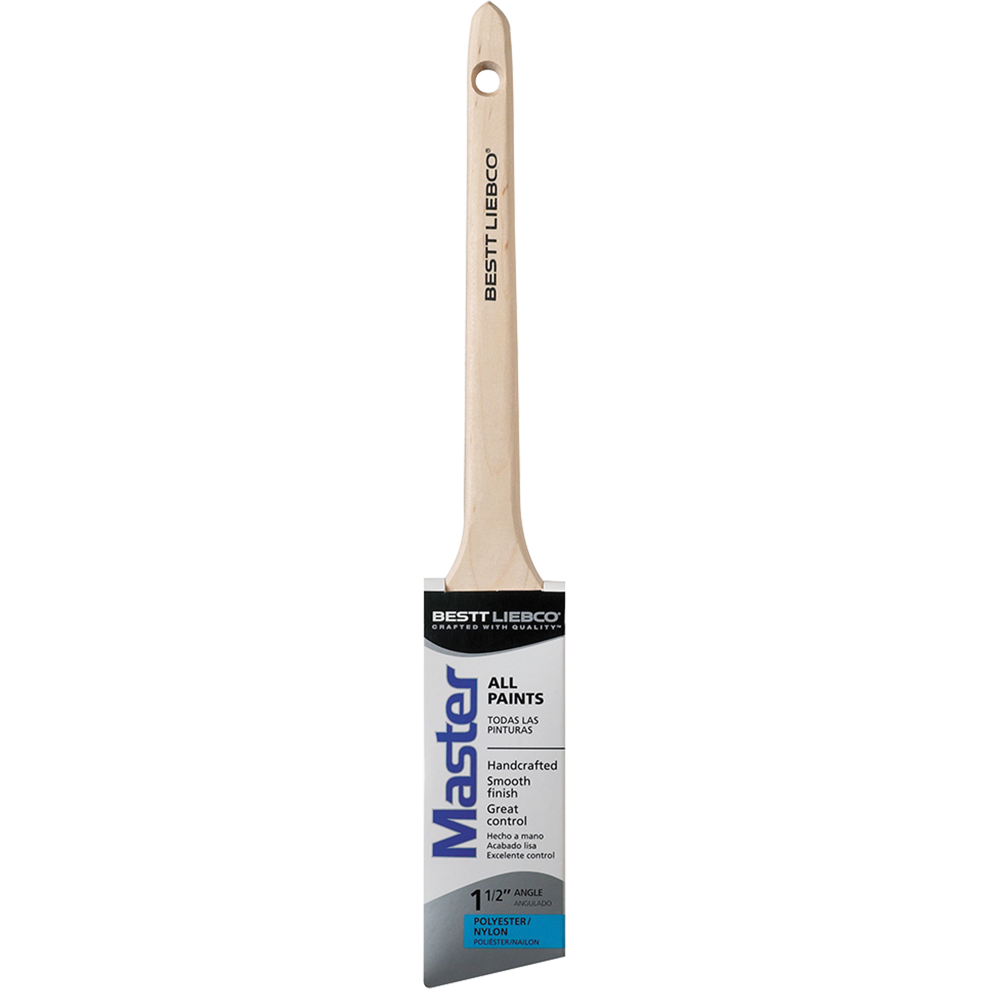 Pinceau mince en angle Master, Poly/nylon, Manche Bois, Largeur de 1-1/2"