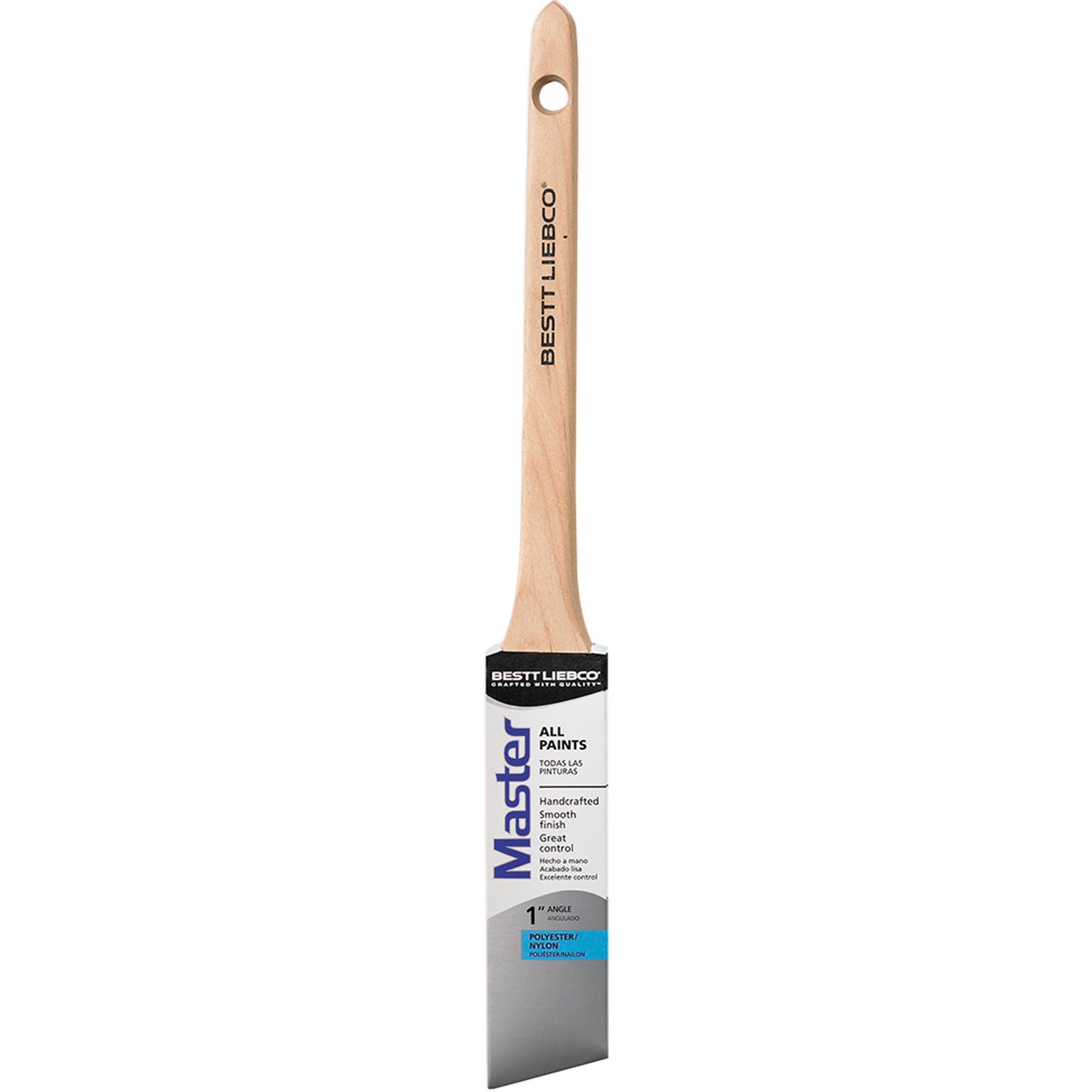 Pinceau mince en angle Master, Poly/nylon, Manche Bois, Largeur de 1"