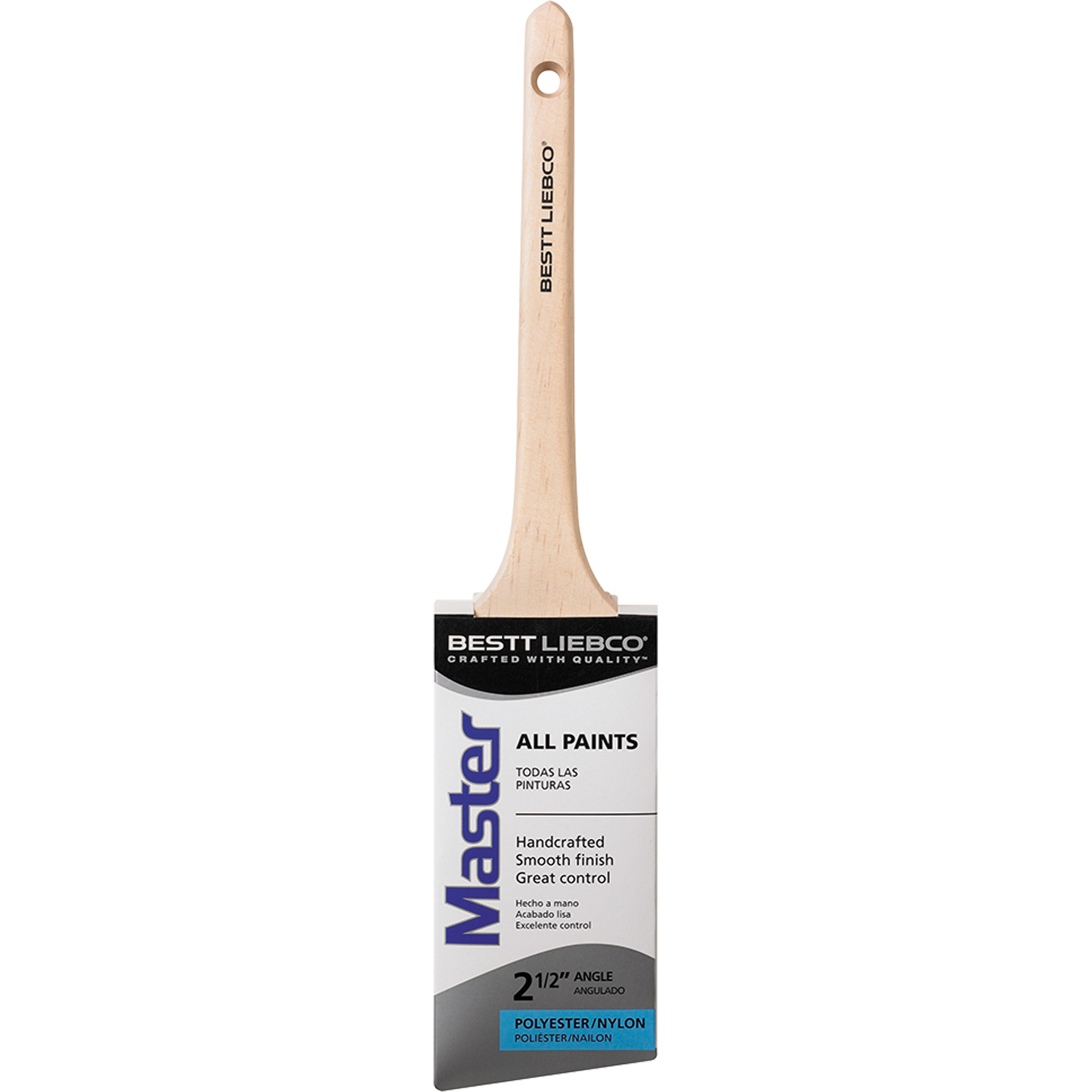 Pinceau mince en angle Master, Poly/nylon, Manche Bois, Largeur de 2-1/2"