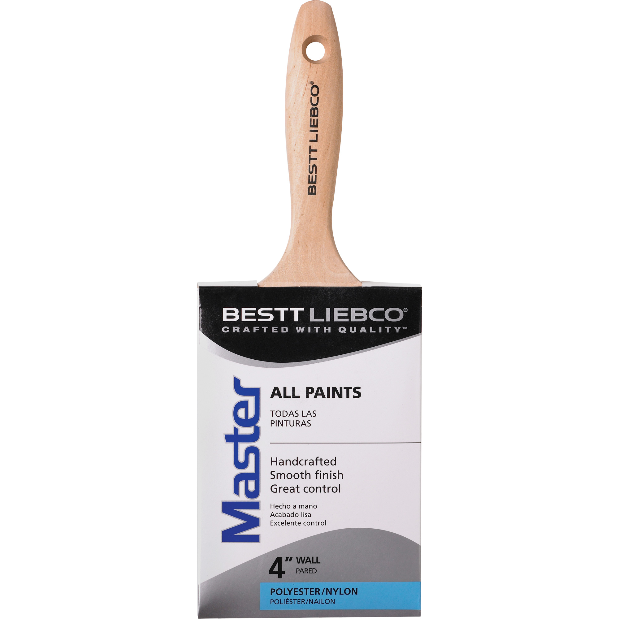 Pinceau pour moulures et murs Master, Poly/nylon, Manche Bois, Largeur de 4"