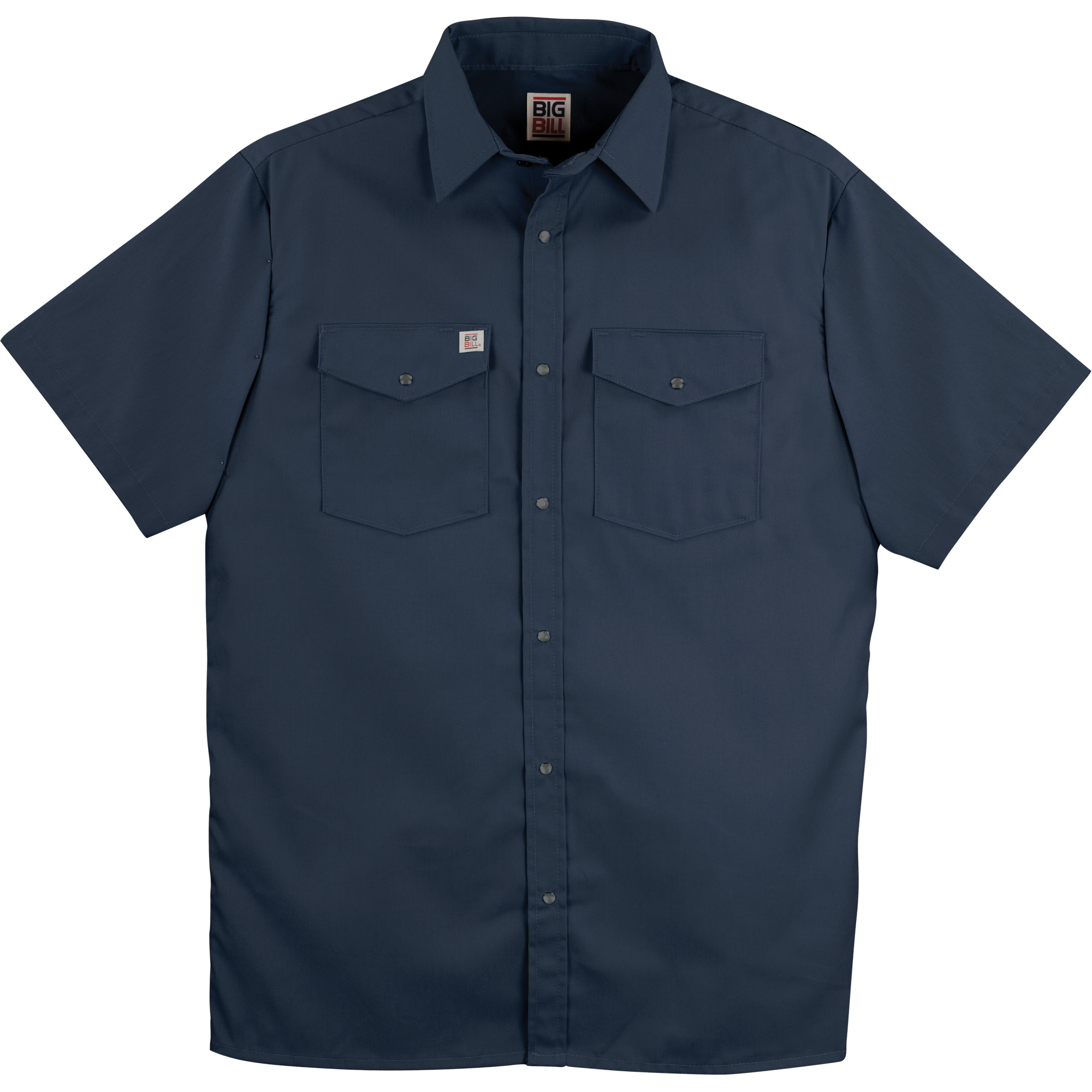 Chemise de travail à manches courtes en tissu croisé avec boutons-pression, Hommes, 5T-Grand (grande taille), Bleu marin
