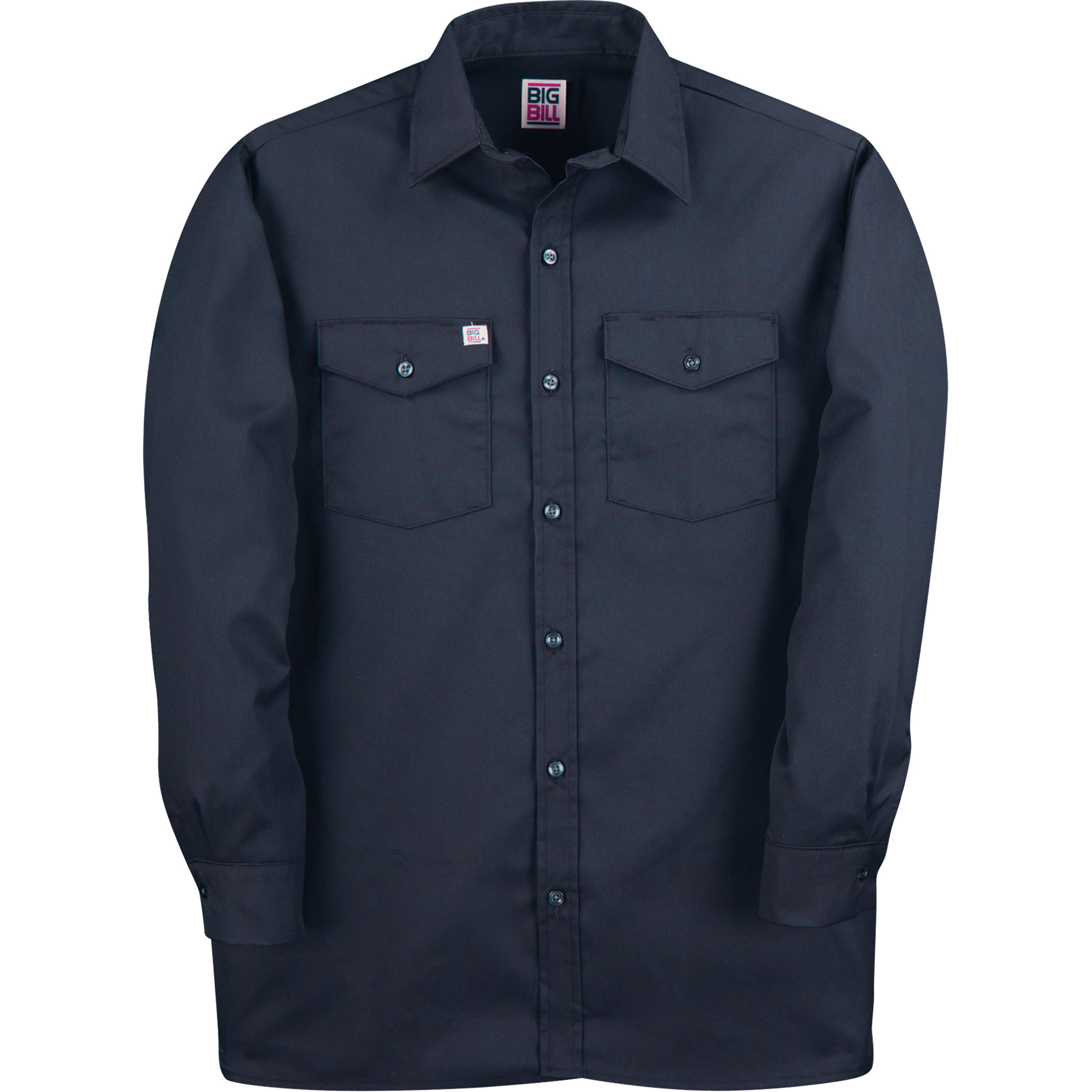 Chemise de travail à manches longues en tissu croisé, Hommes, 4T-Grand, Bleu marin