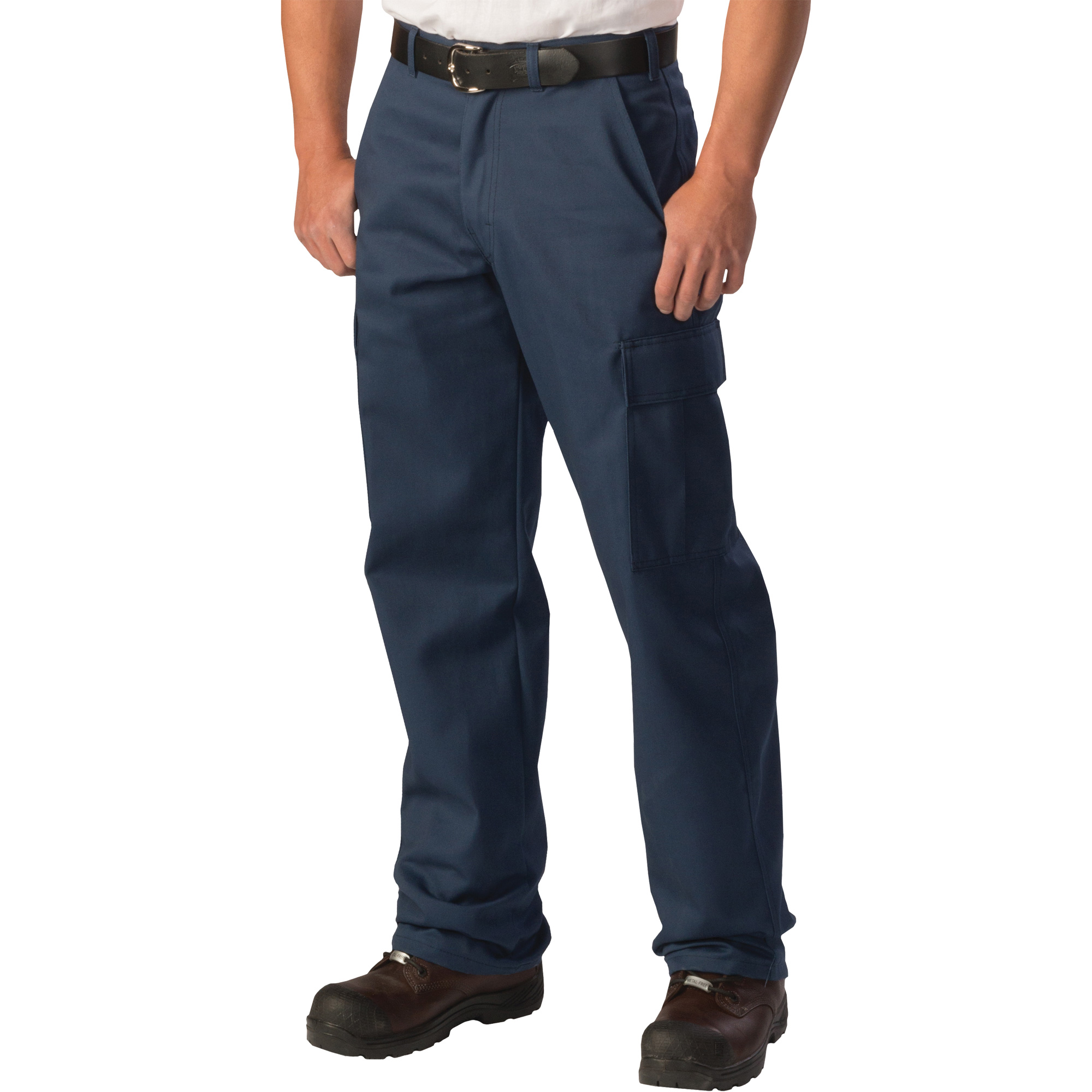 Pantalons cargo de travail en toile croisée, Poly-coton, Bleu marin, Taille 28, Entrejambe 34
