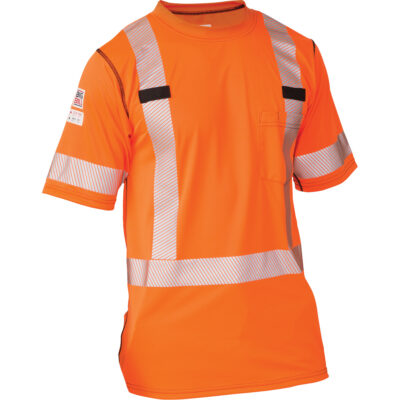 T-shirt à manches courtes haute visibilité PolartecMD Power GridMD, Polyester, 3T-Grand, Orange