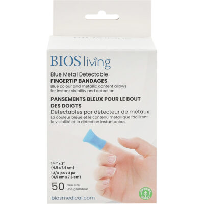 Bandages bleus, Bout de doigt, 3", Tissu détectable, Stérile