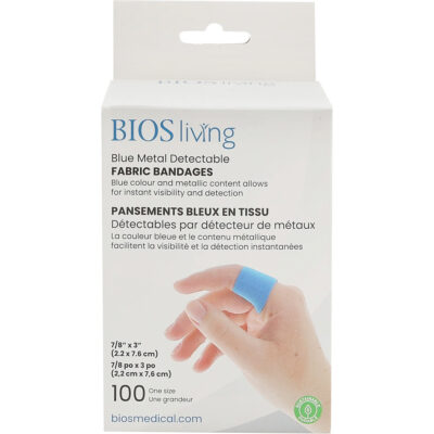 Bandages bleus, Rectangulaire/carrée, 3", Tissu détectable, Stérile