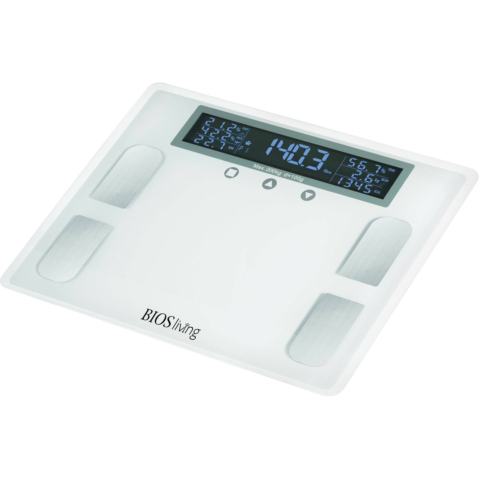 Pèse-personne impédancemètre numérique haut de gamme, Capacité 441 lb, Graduations 100 g