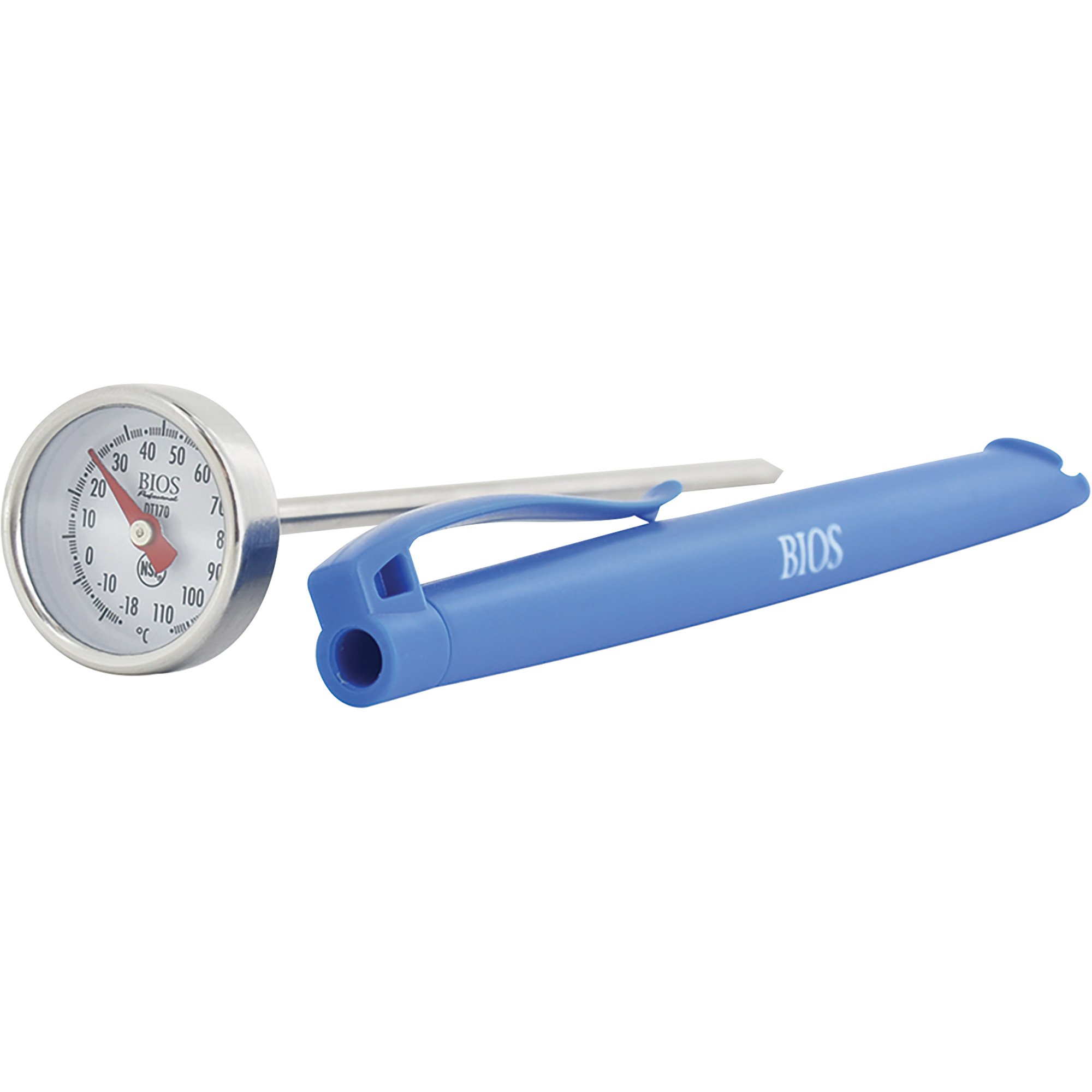 Thermomètre à cadran 1 po/2,5 cm °C seulement avec manchon d'étalonnage, Contact, Analogique, 0,4-230°F (-18-110°C)