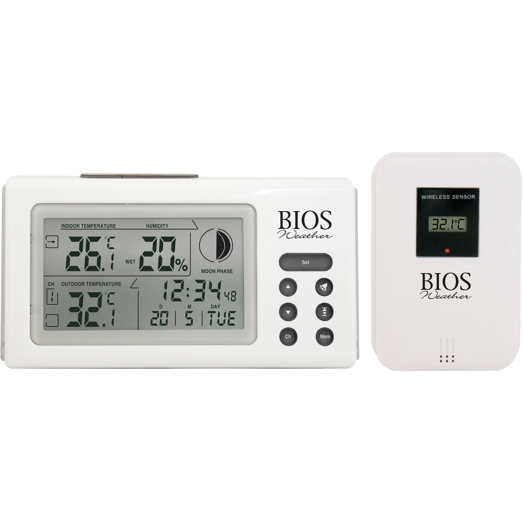 Thermomètres intérieurs/extérieurs avec horloge, Contact, Numérique, 32 à 122°F (0 to 50°C)