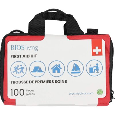 Trousse de premiers soins pour la maison et le voyage de 100 morceaux, Sac en nylon