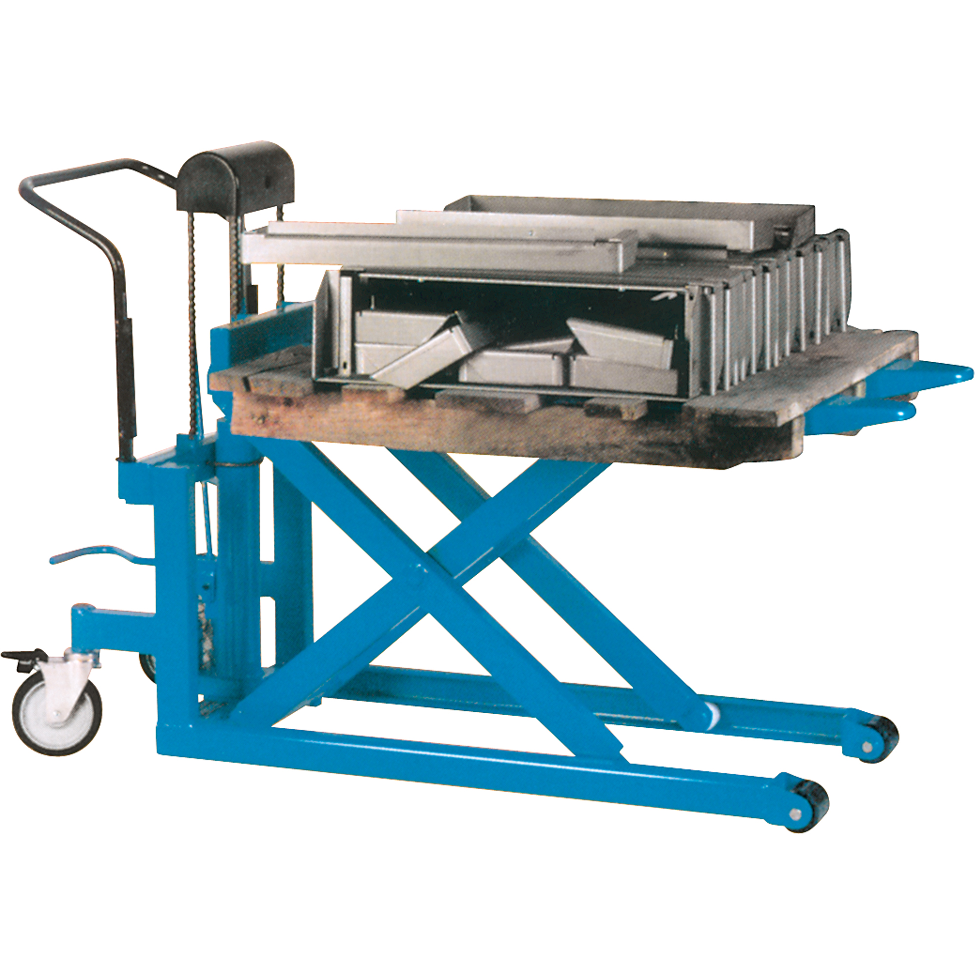 Chariots/tables hydrauliques de levée à ciseaux pour palettes, 42-1/2" lo x 20-1/2" la, Acier, Capacité de 1000 lb