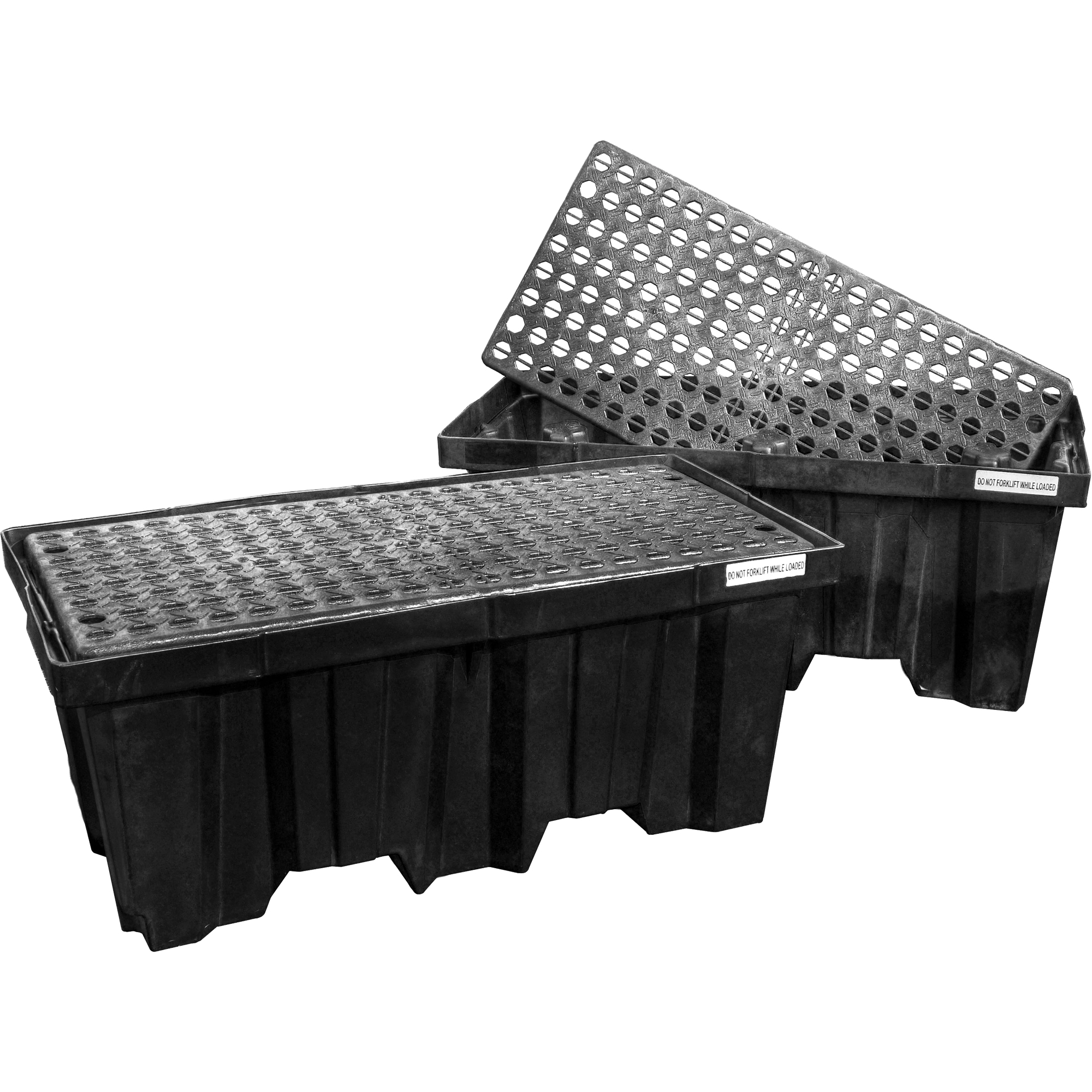 Palettes emboîtables pour contrôle des déversements, Capacité de déversement 66 gal. US, 51" x 26" x 21"