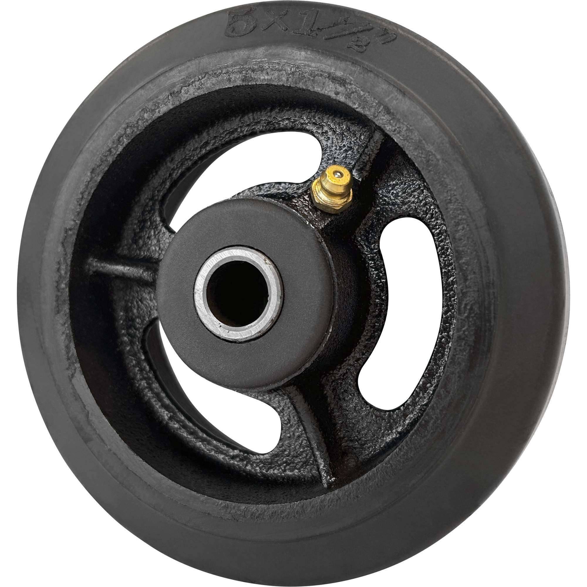 Roue en caoutchouc moulé, 5'' (127 mm) dia. x 1-1/2" (38 mm) la, Capacité de 400 lb (181 kg)
