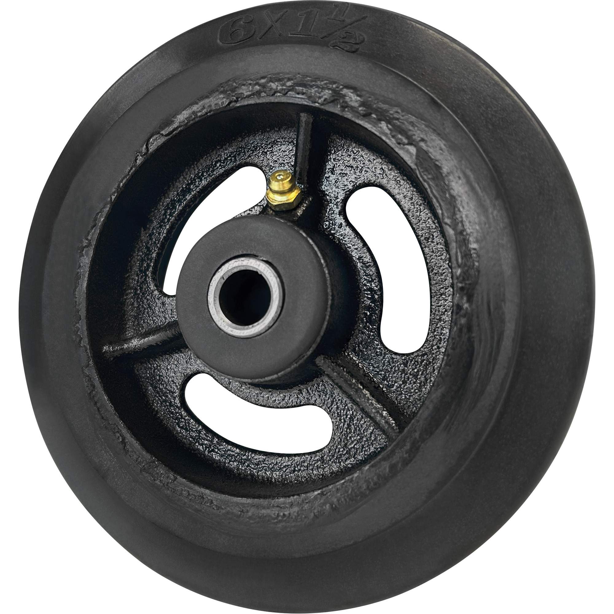 Roue en caoutchouc moulé, 6'' (152 mm) dia. x 1-1/2" (38 mm) la, Capacité de 450 lb (204 kg)