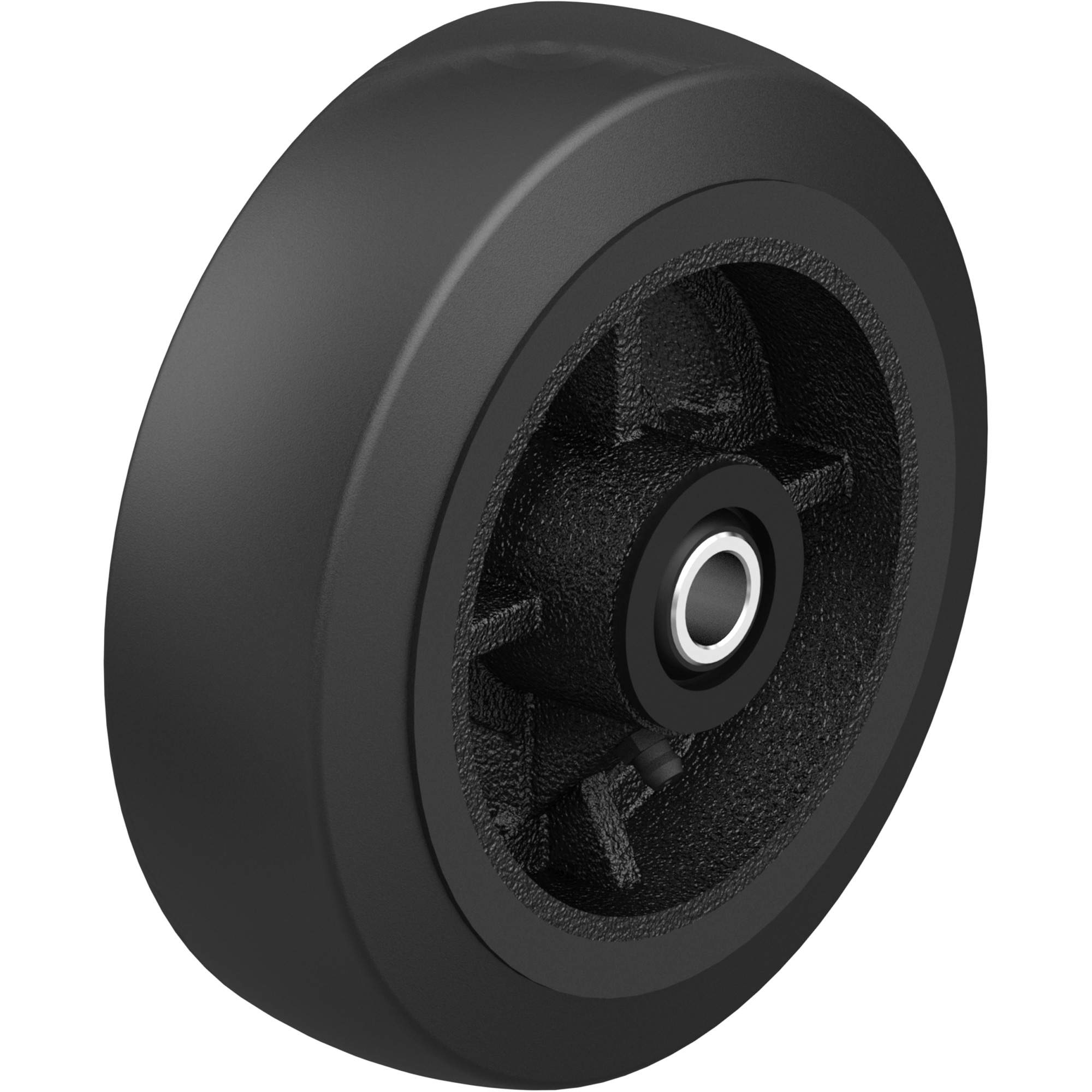 Roue en caoutchouc noir sur noyau en fonte noir, 12" (304,8 mm) dia. x 2-1/2" (64 mm) la, Capacité de 396,8 lb (180 kg)