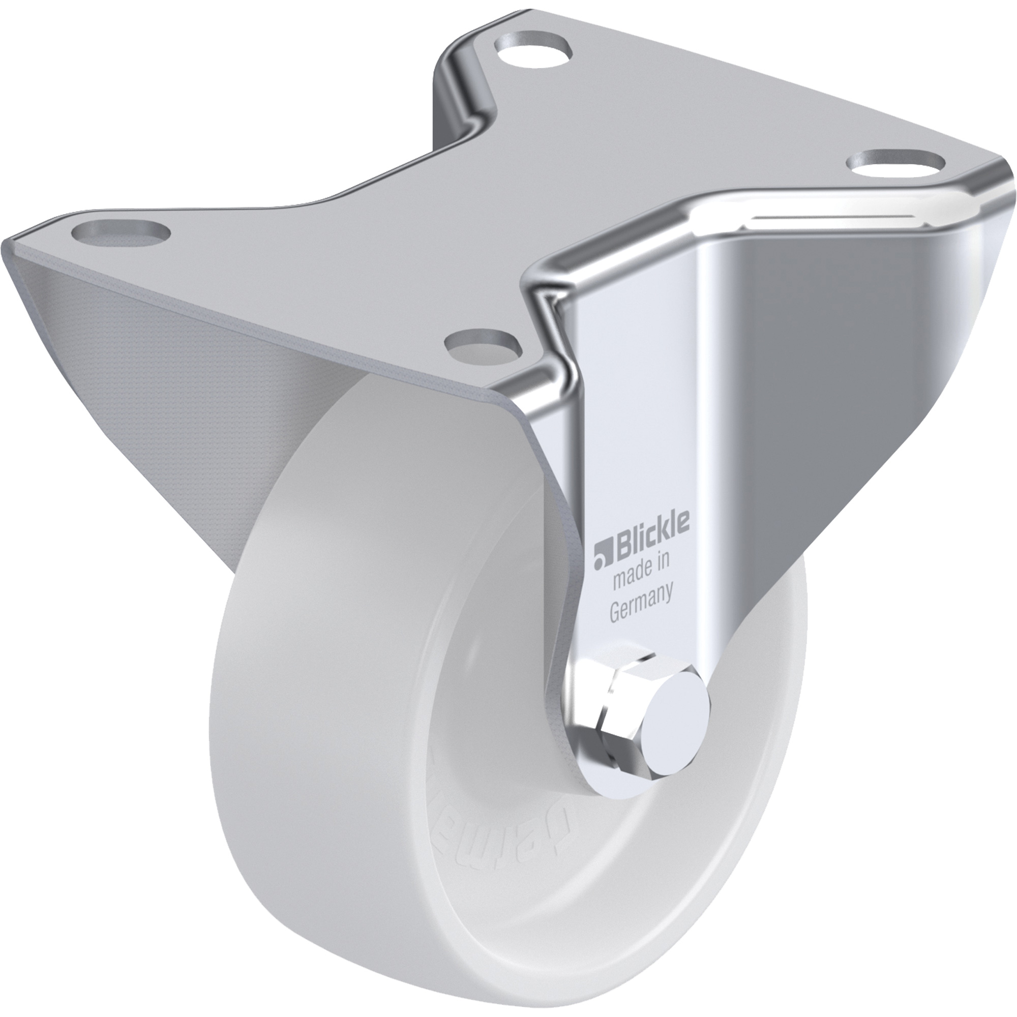 Roulette blanche, Fixe, 3" (76 mm), Polyamide, 220 lb (100 kg)