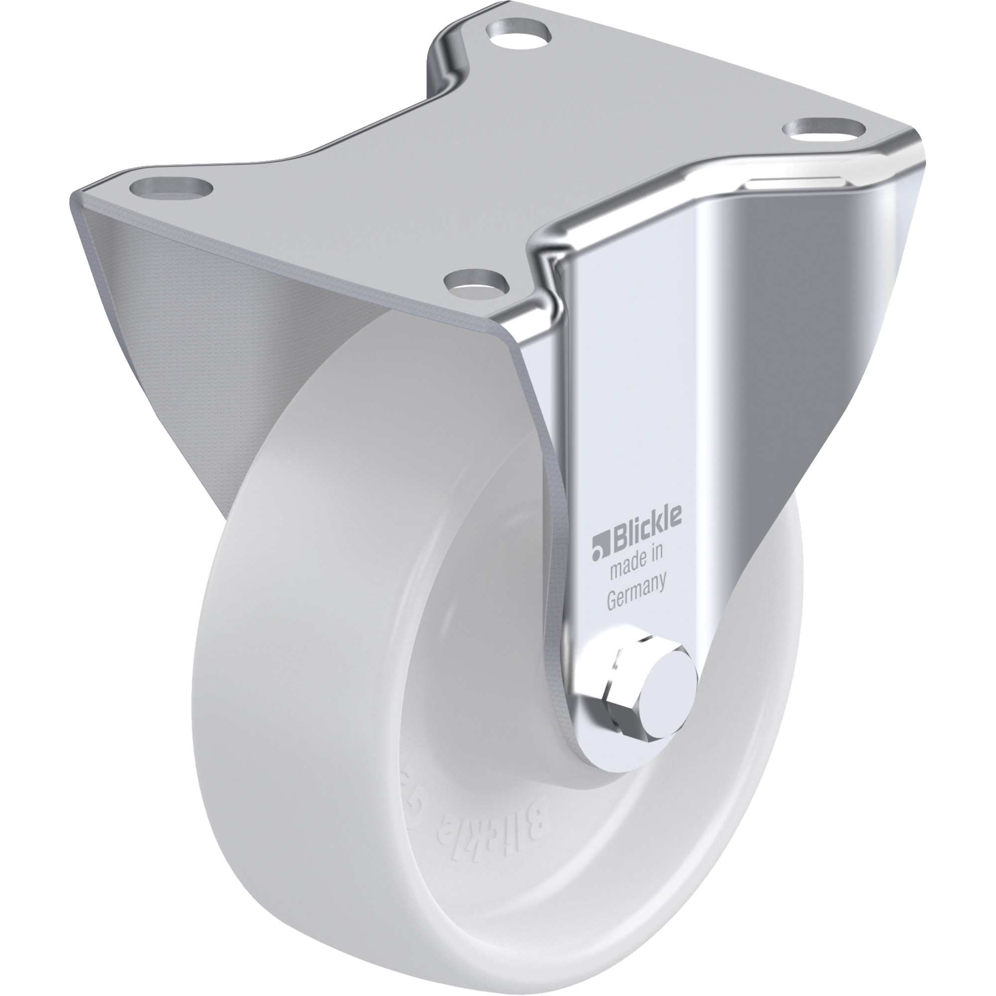 Roulette blanche, Fixe, 4" (101,6 mm), Polyamide, 275 lb (125 kg)