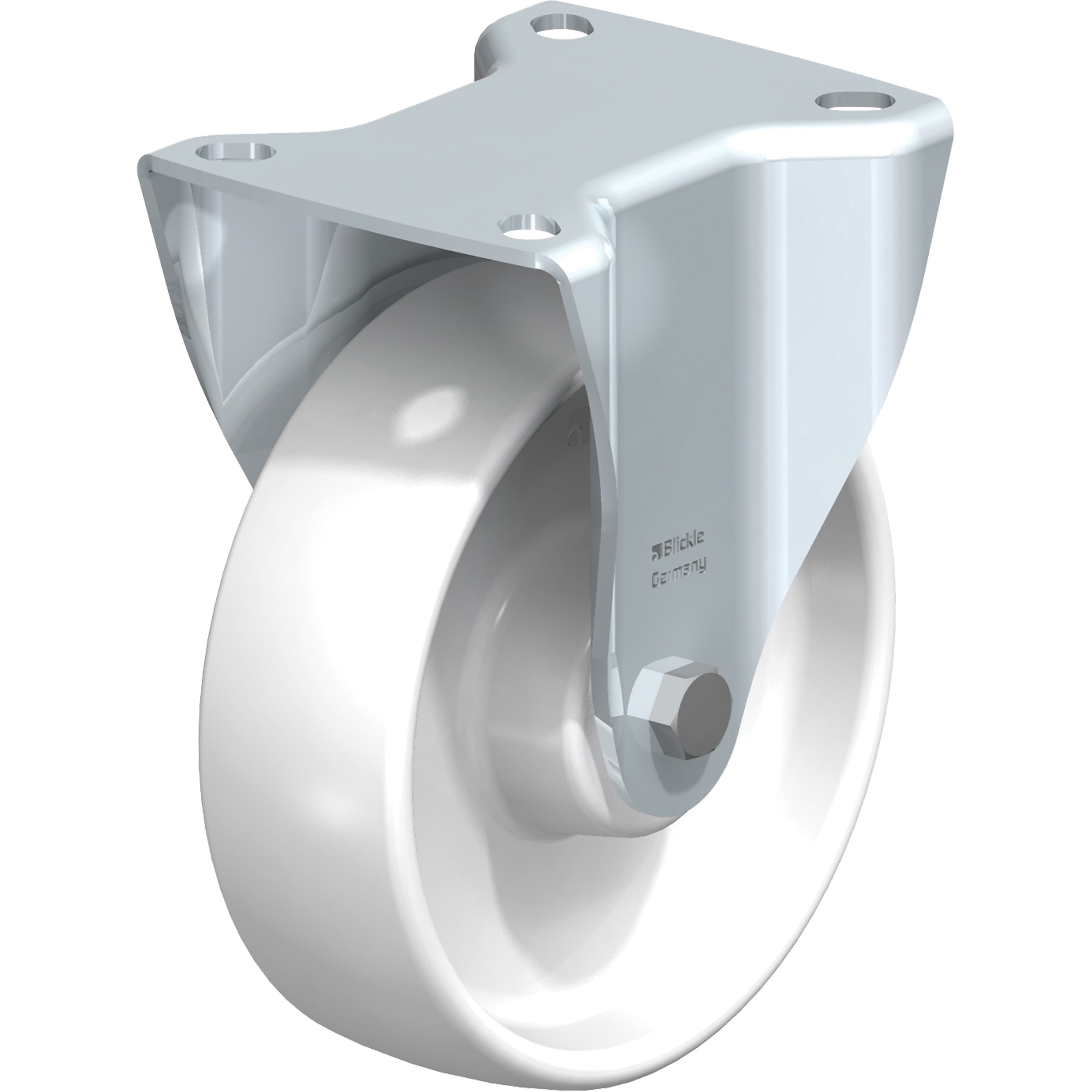 Roulette blanche, Fixe, 5" (127 mm), Polyamide, 275 lb (125 kg)