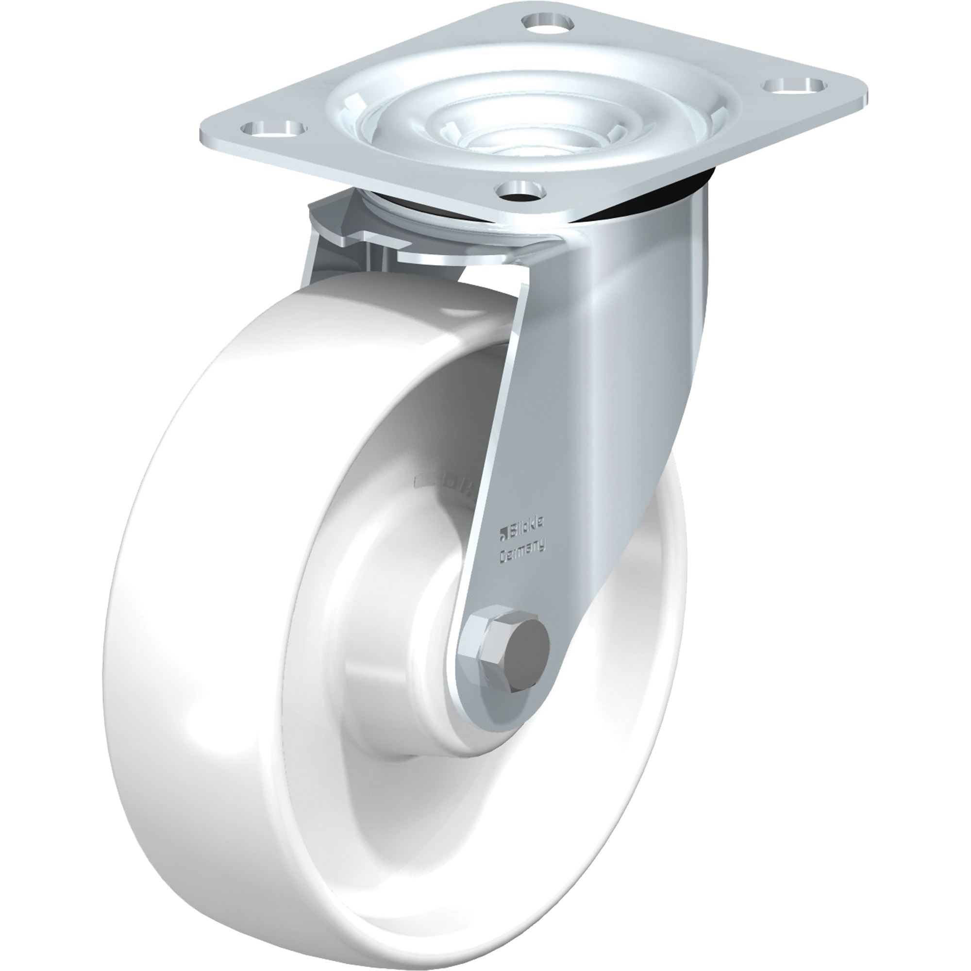 Roulette blanche, Pivotant, 5" (127 mm), Polyamide, 275 lb (125 kg)